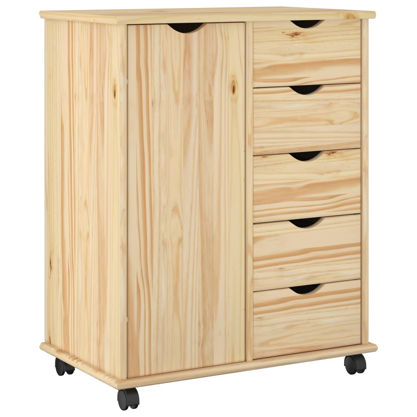 Rullende skap med hjul Brun 63,5 x 39 x 79 cm Massiv furu