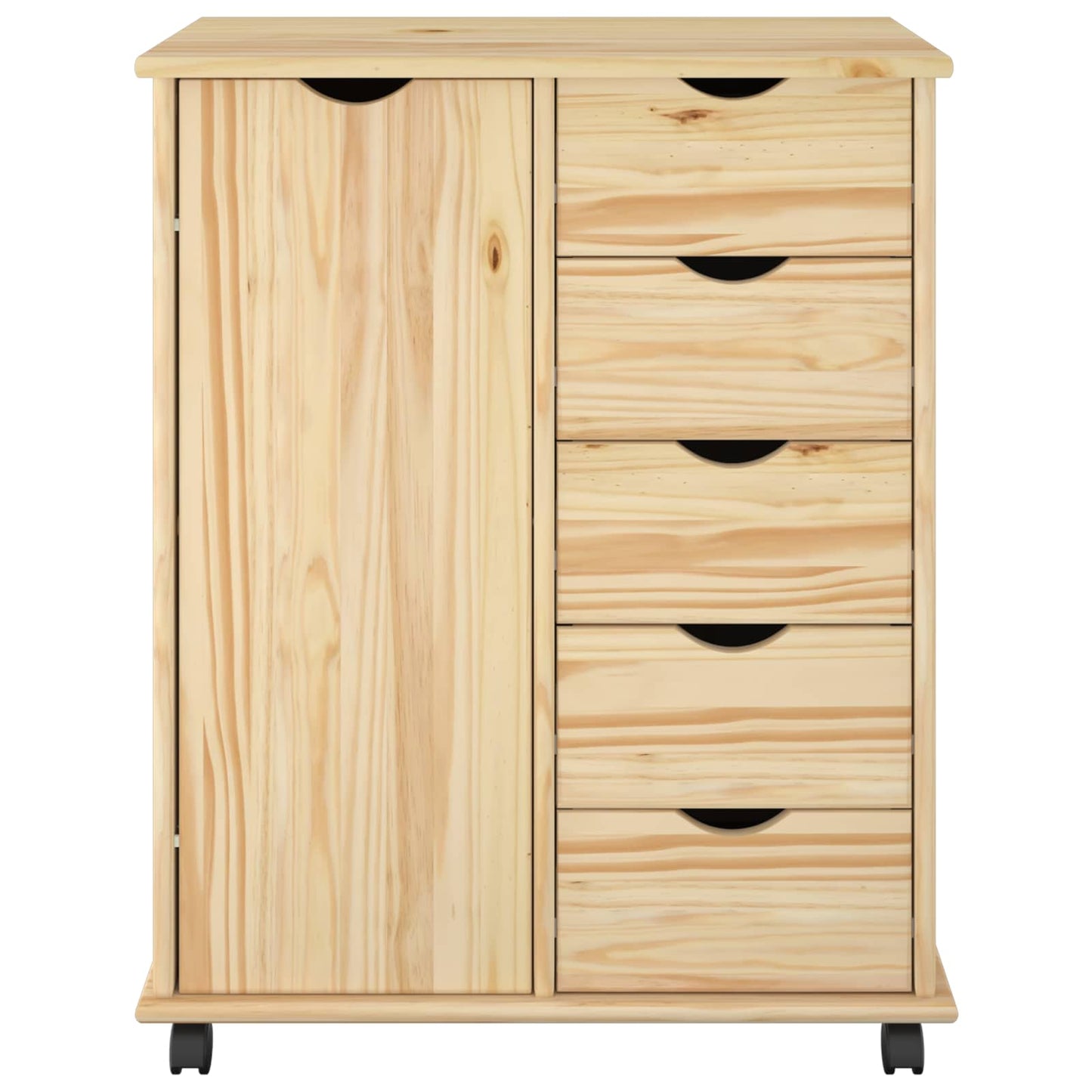 Rullende skap med hjul Brun 63,5 x 39 x 79 cm Massiv furu