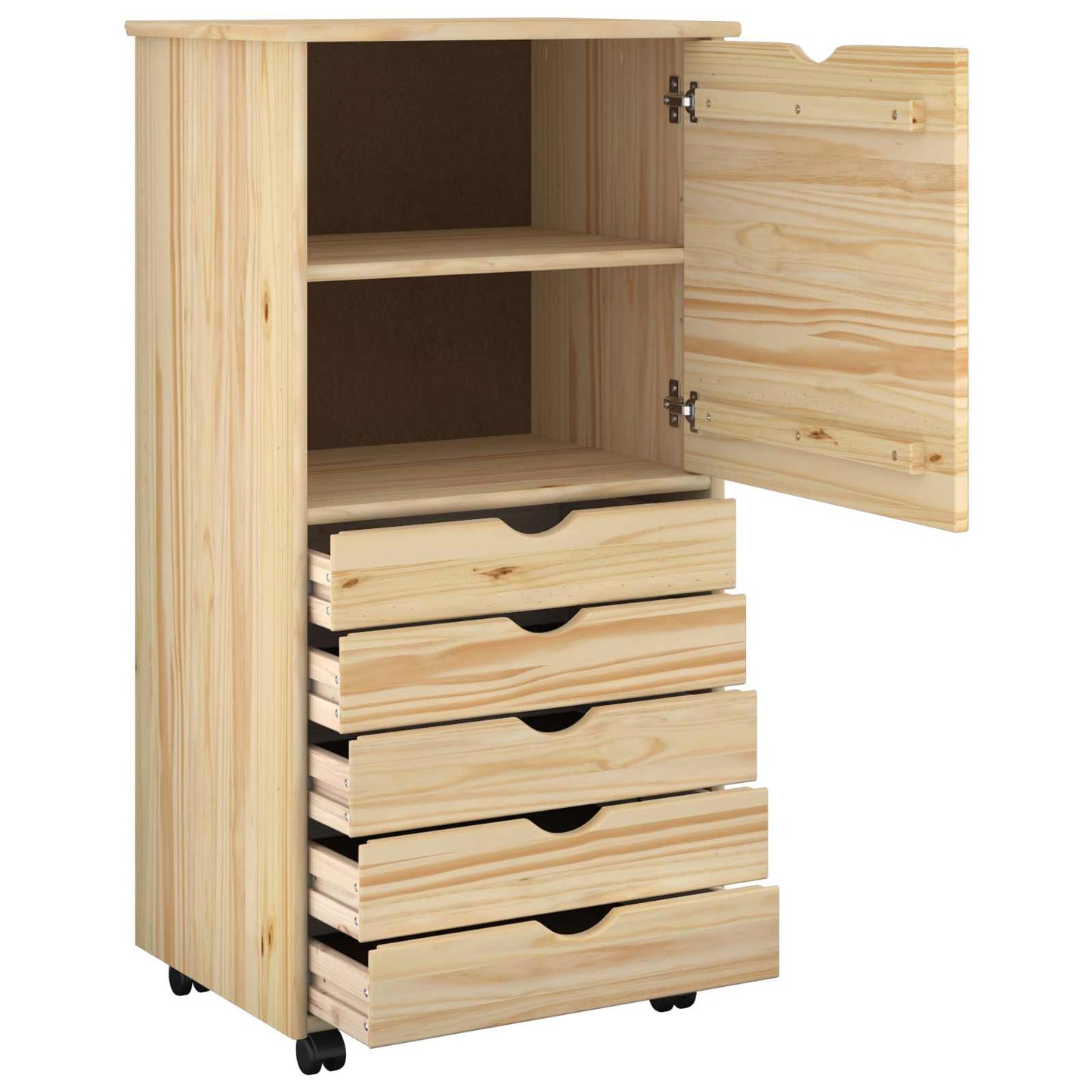 Rullende skap med hjul Brun 53 x 39 x 103 cm Massiv furu
