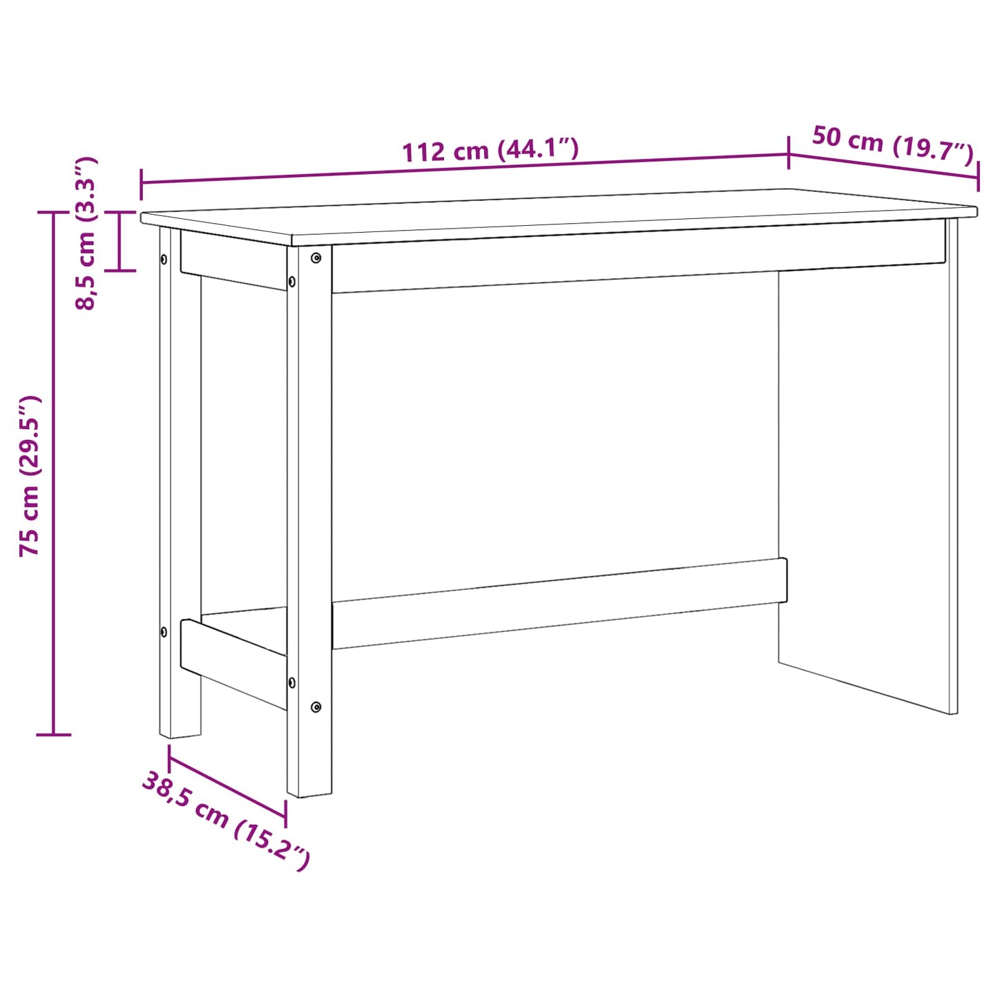 Skrivebord Brun 112 x 50 x 75 cm Massiv furu