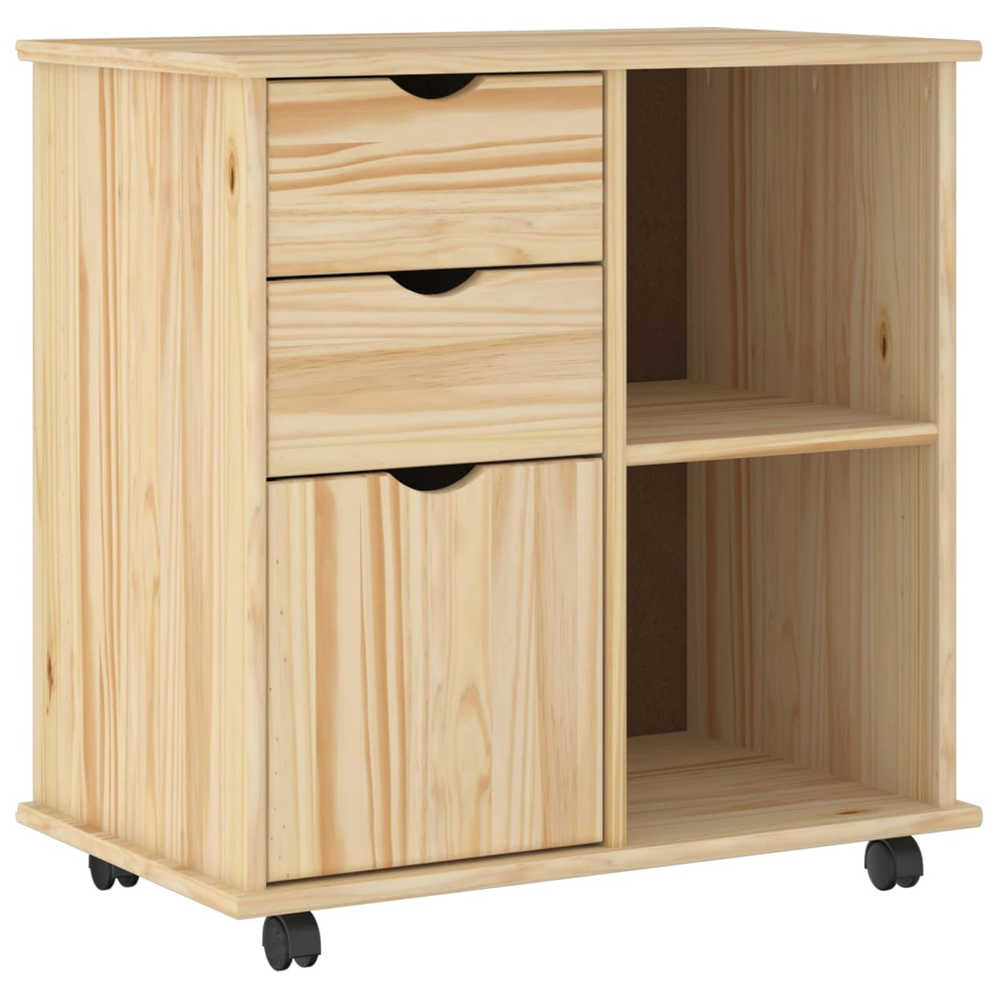 Rullende skap med hjul Brun 63,5 x 39 x 65,5 cm Massiv furu
