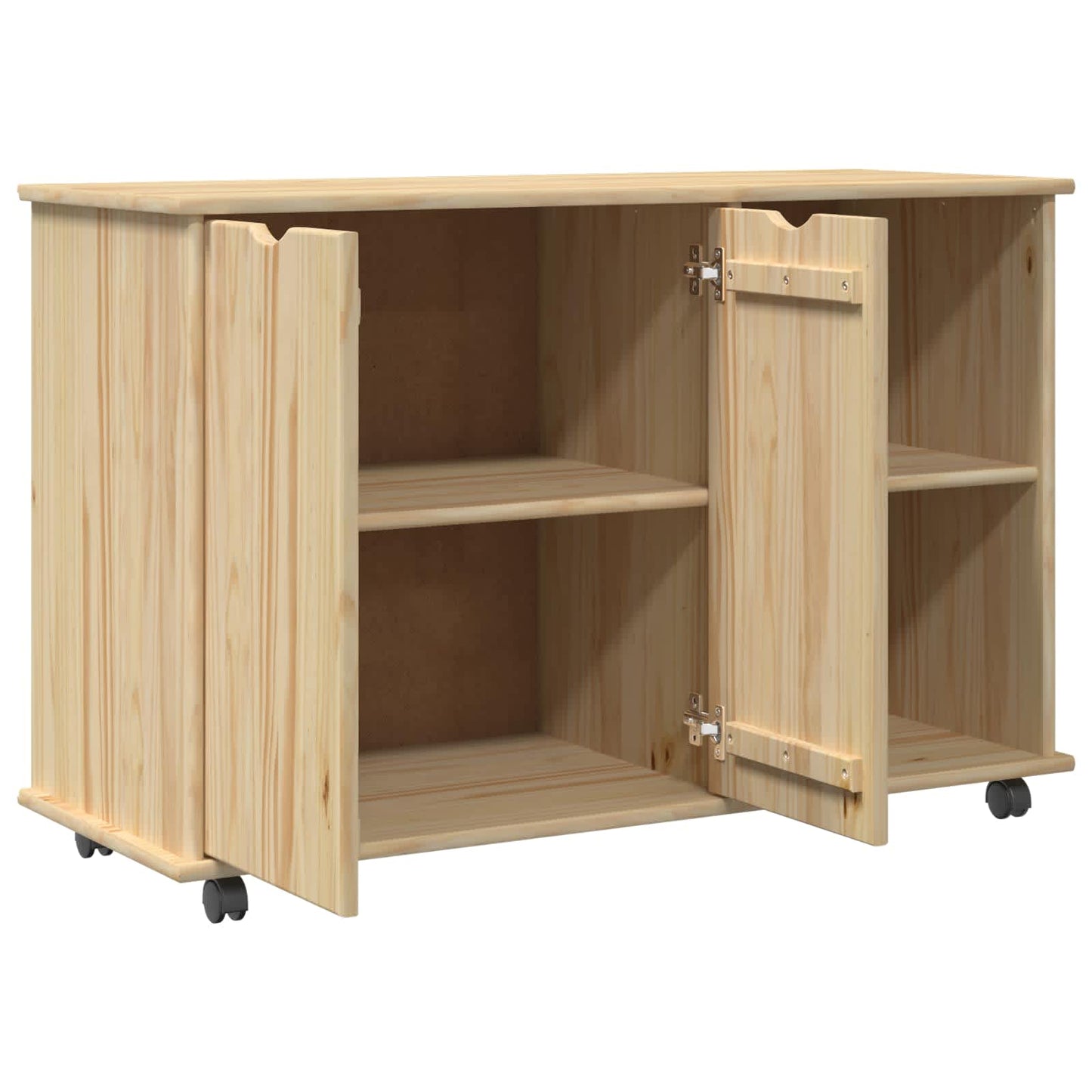 Rullende skap med hjul Brun 100 x 39 x 65,5 cm Massiv furu