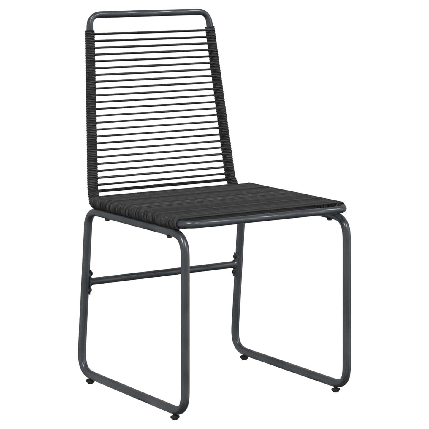 Hagesett 5 stk. Svart Metall og Rattan