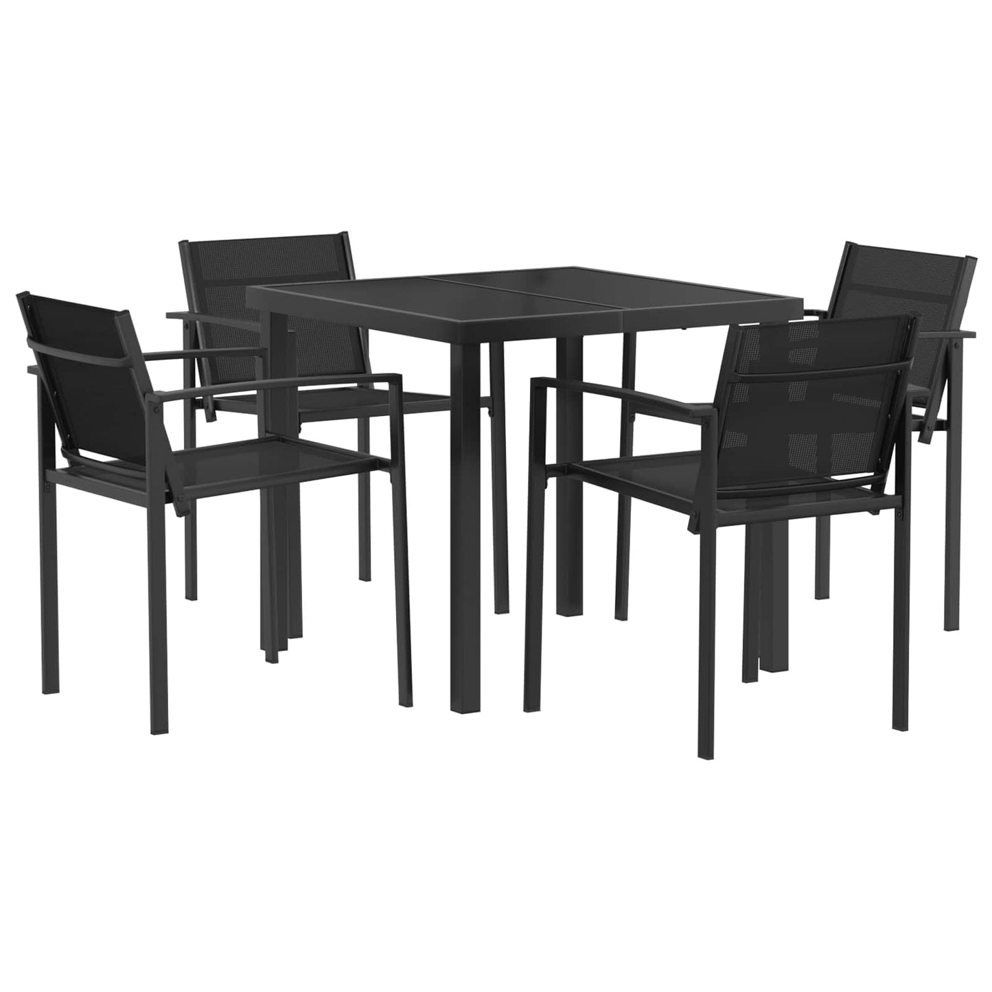 Utemøbelsett 5 pcs Svart og Anthracite 80 x 80 x 73 cm