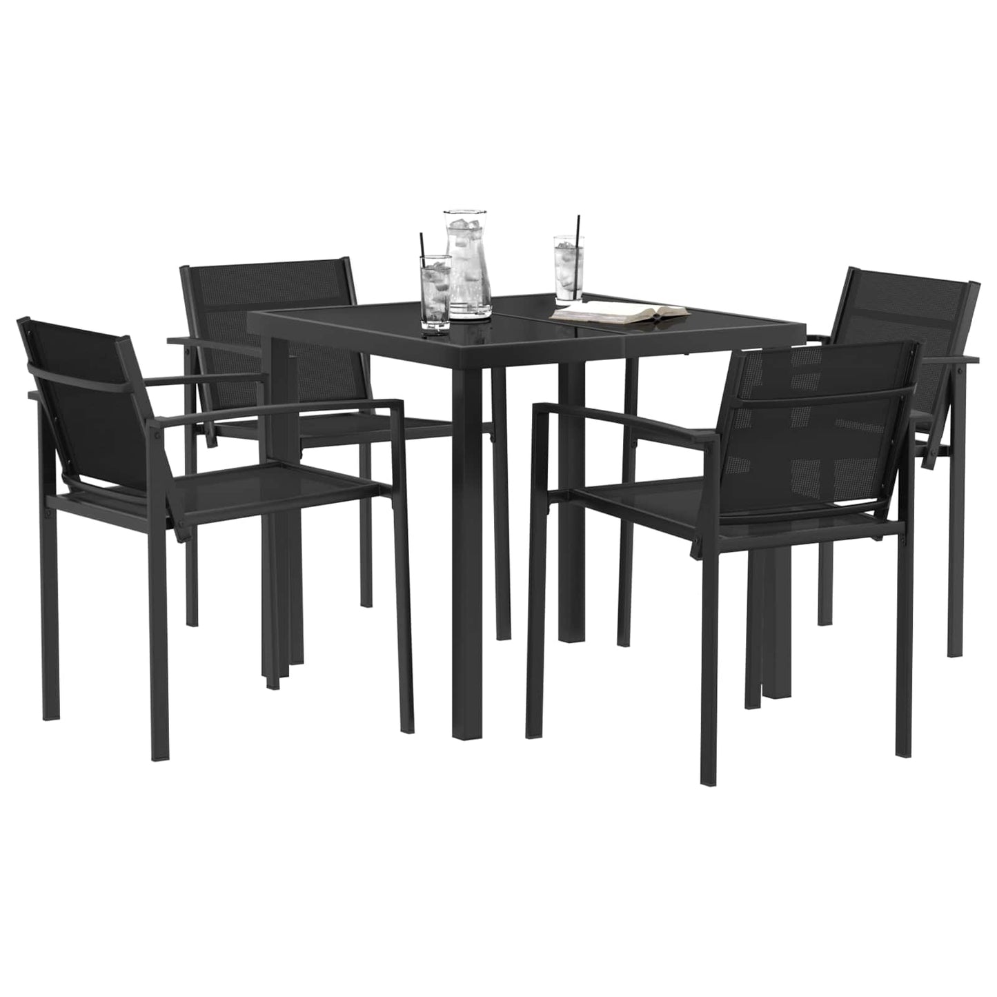 Utemøbelsett 5 pcs Svart og Anthracite 80 x 80 x 73 cm