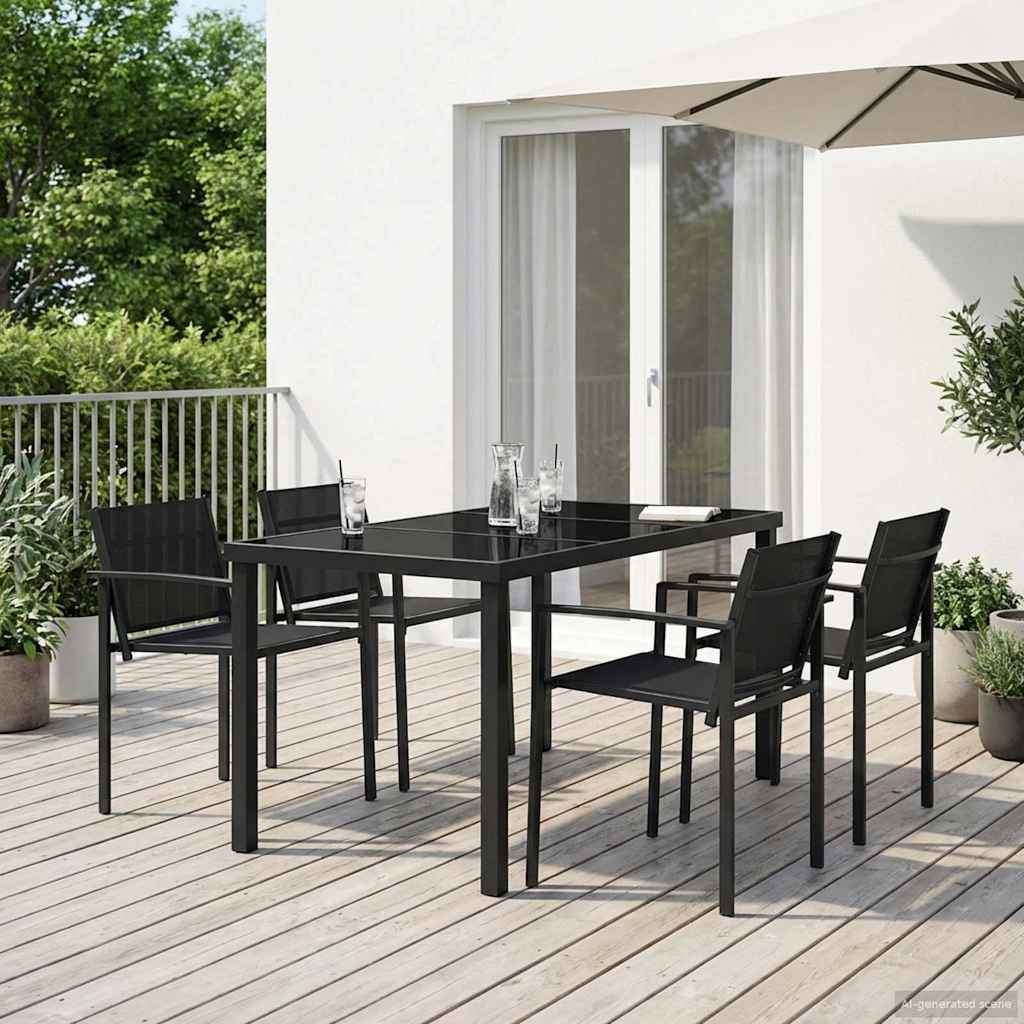 Utemøbelsett 5 pcs Svart og Anthracite 140 x 70 x 73 cm