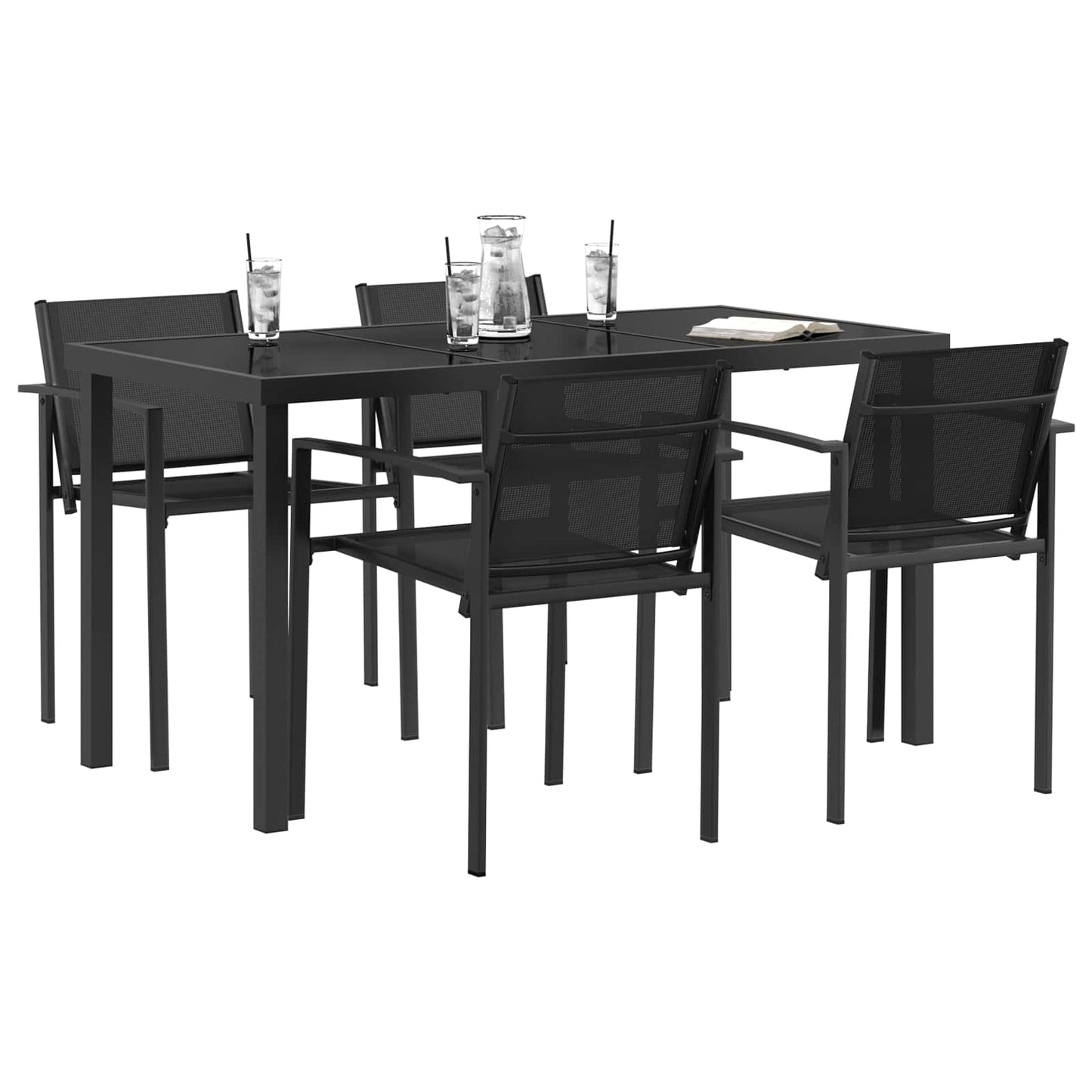 Utemøbelsett 5 pcs Svart og Anthracite 140 x 70 x 73 cm