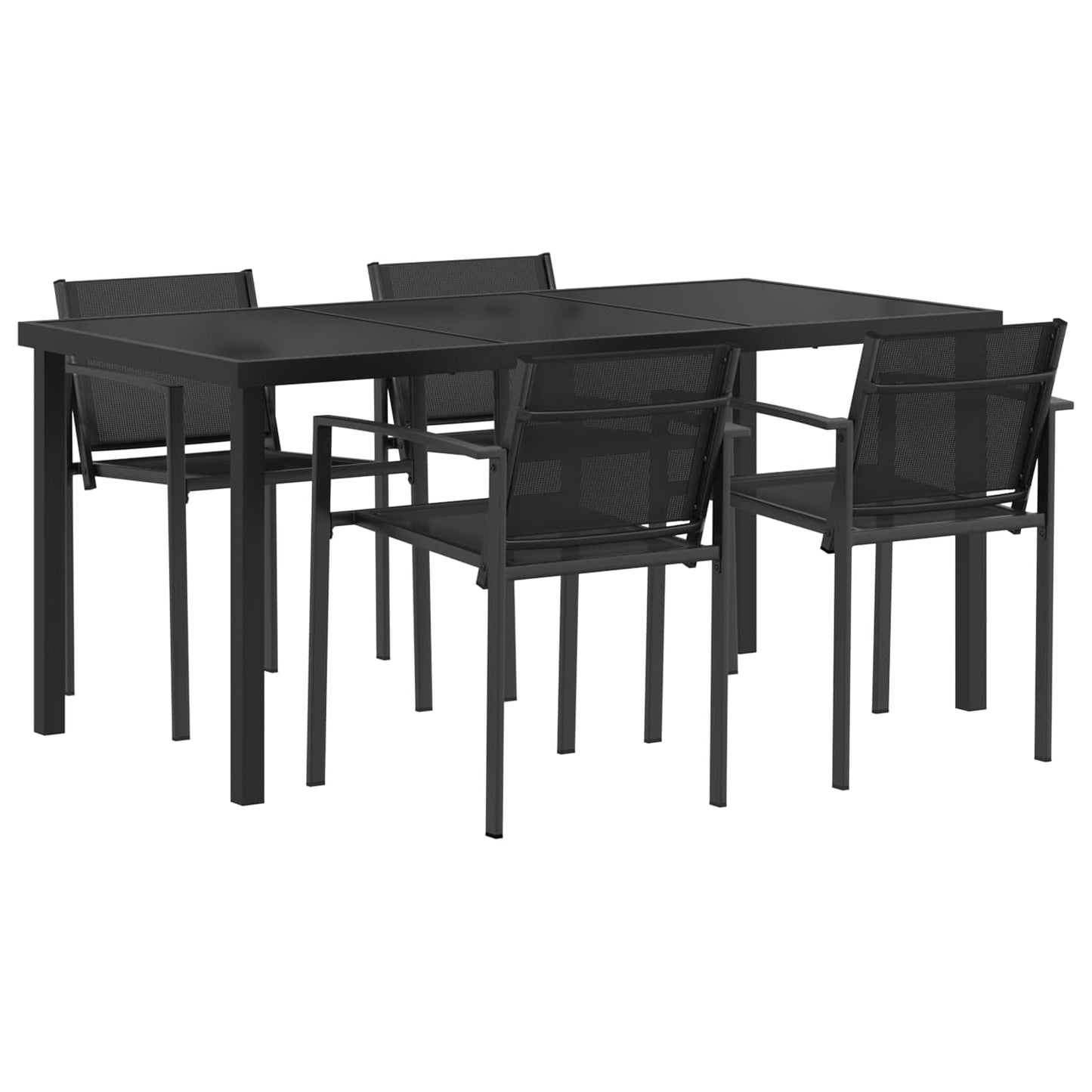 Utemøbelsett 5 pcs Svart og Anthracite 160 x 80 x 73 cm