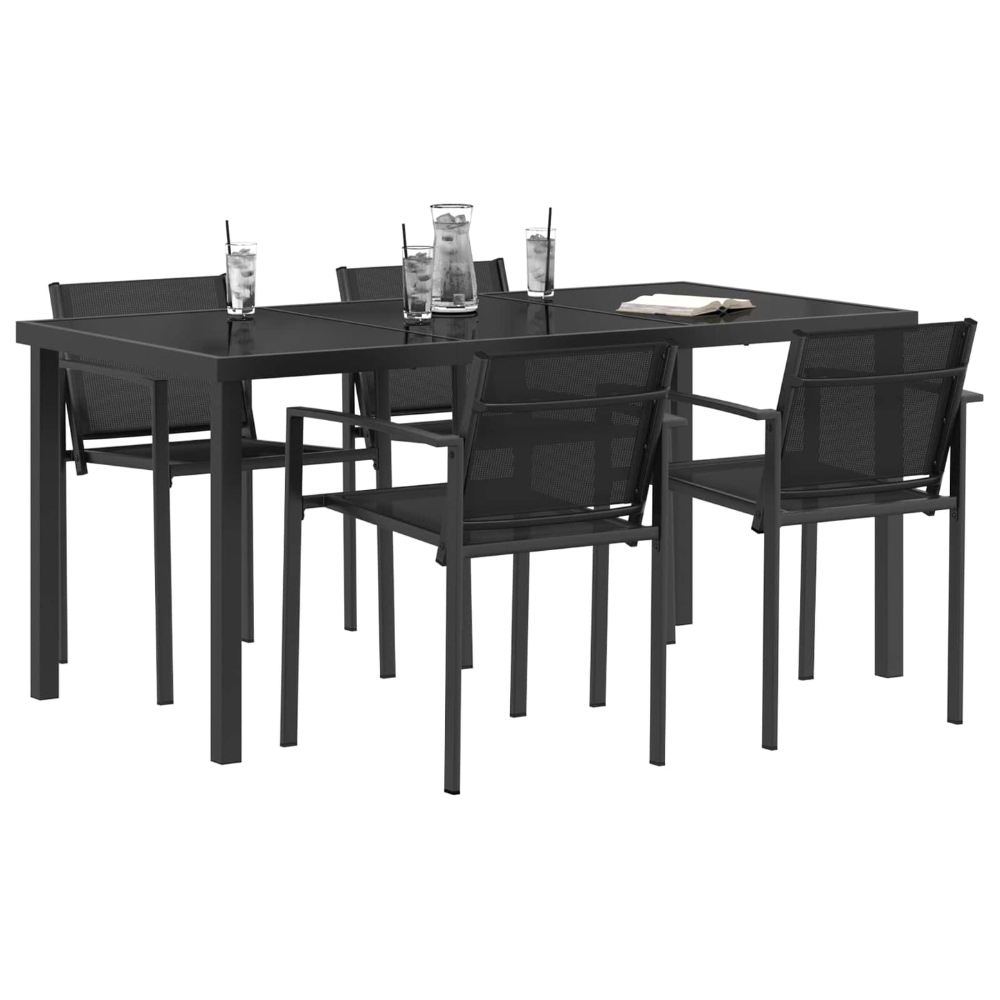 Utemøbelsett 5 pcs Svart og Anthracite 160 x 80 x 73 cm