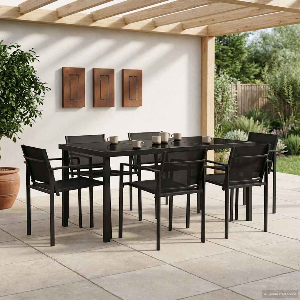 Utemøbelsett 7 pcs Svart og Anthracite 160 x 80 x 73 cm
