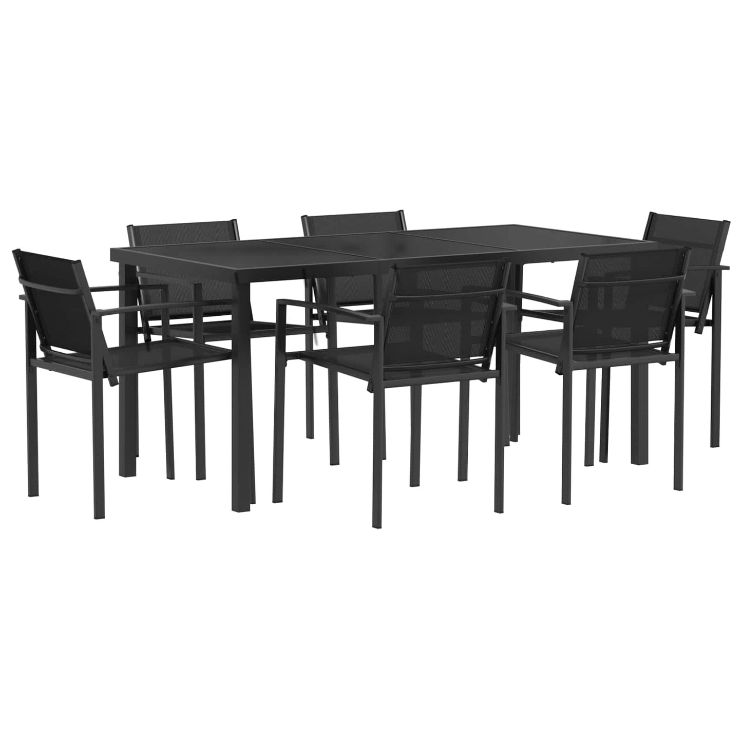 Utemøbelsett 7 pcs Svart og Anthracite 160 x 80 x 73 cm