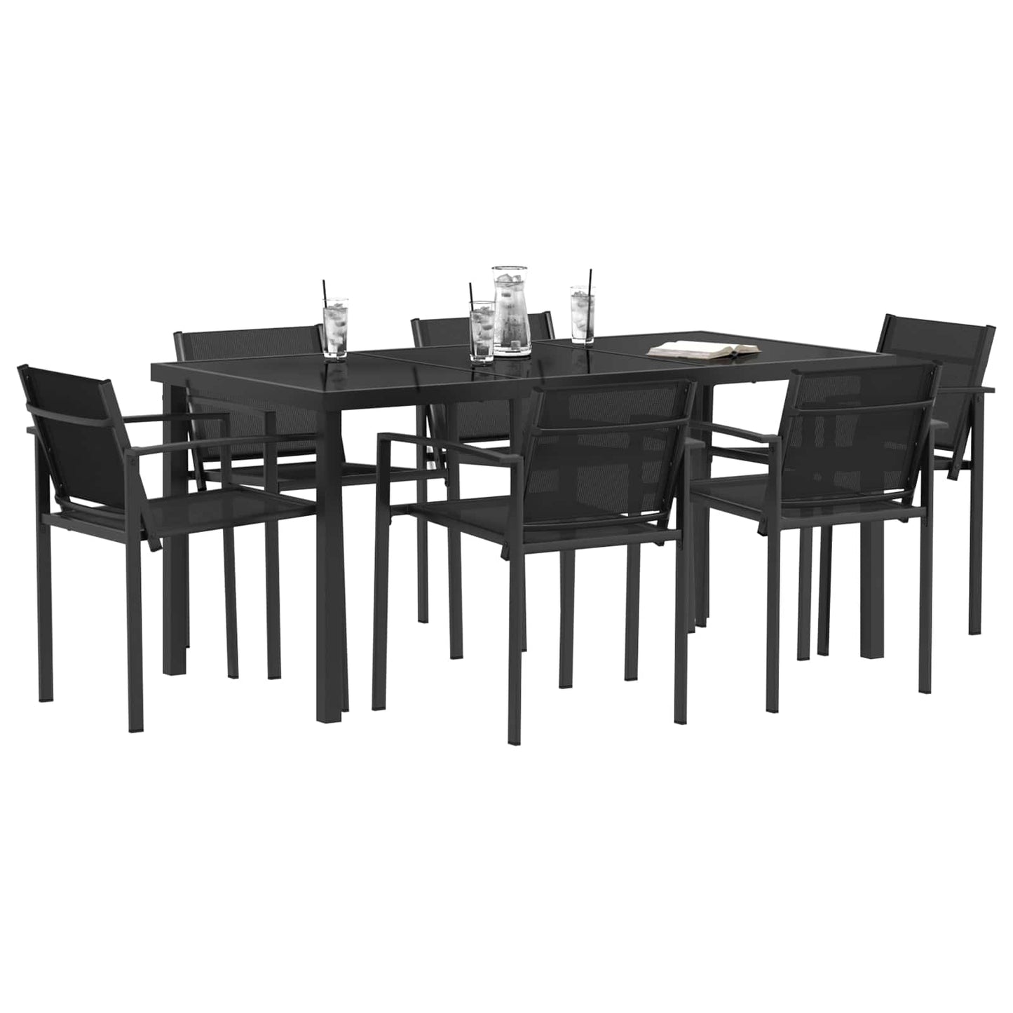 Utemøbelsett 7 pcs Svart og Anthracite 160 x 80 x 73 cm