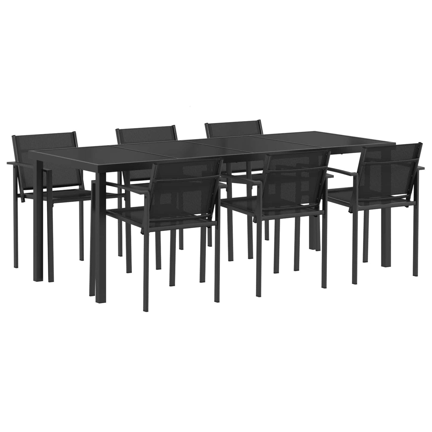 Utemøbelsett 7 pcs Svart og Anthracite Textilene