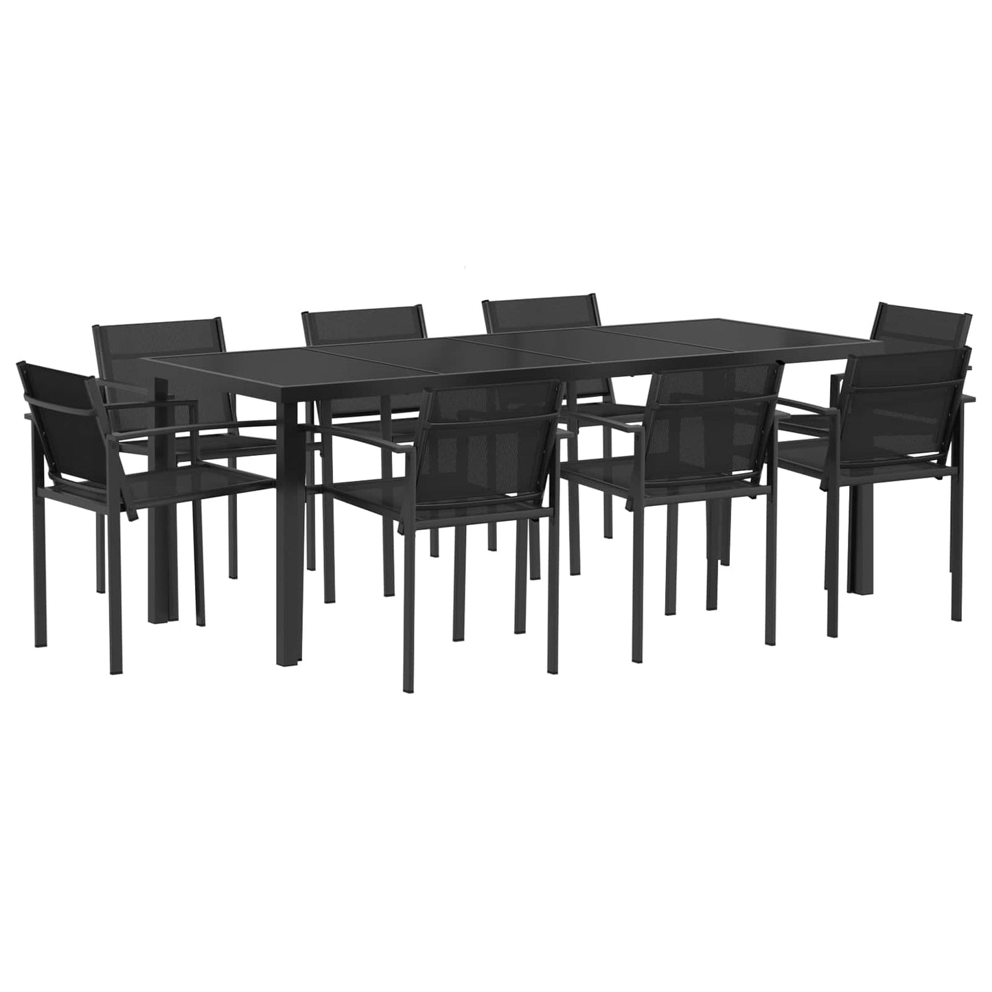 Utemøbelsett 9 pcs Svart og Anthracite Textilene