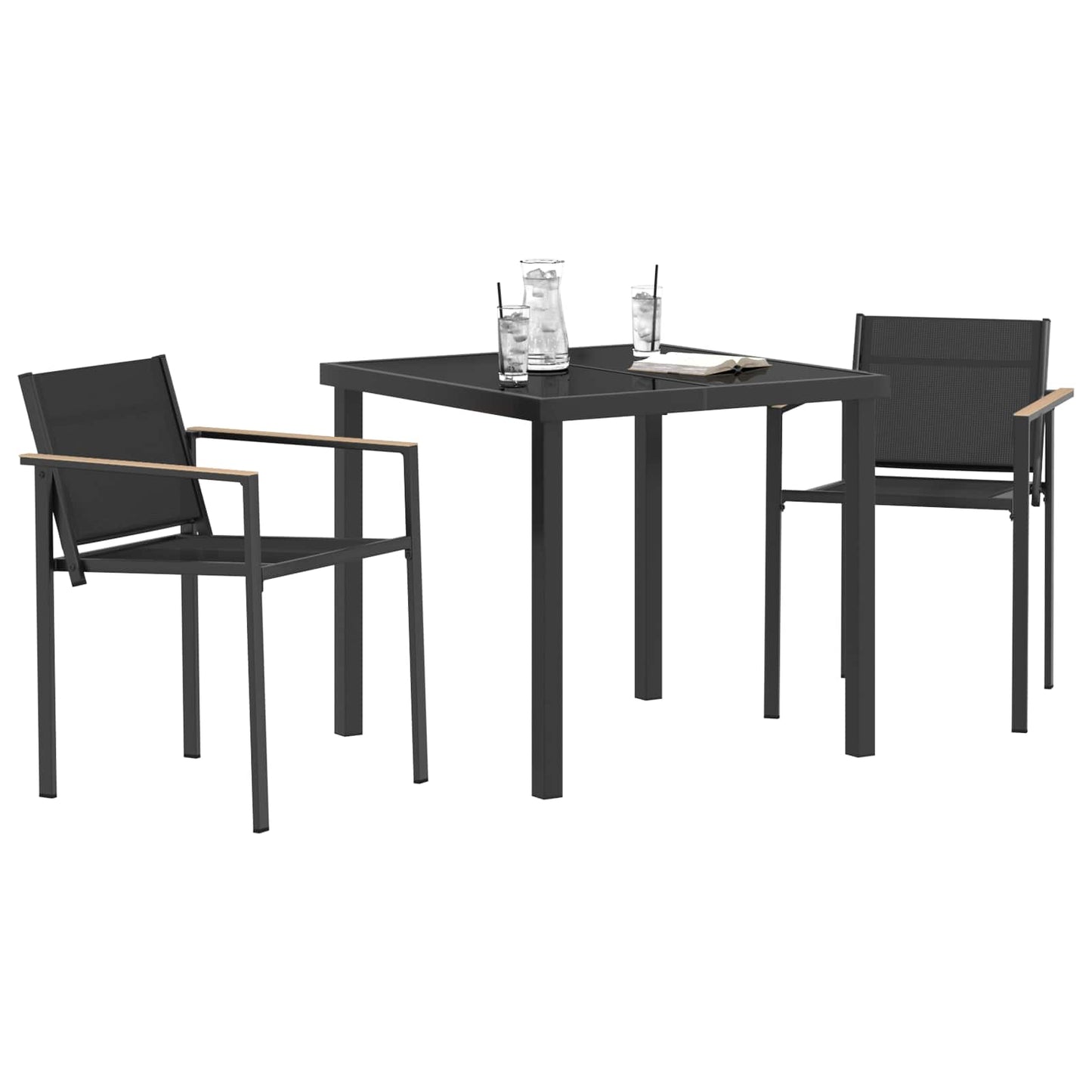 Utemøbelsett 3 pcs Svart og Anthracite 80 x 80 x 73 cm