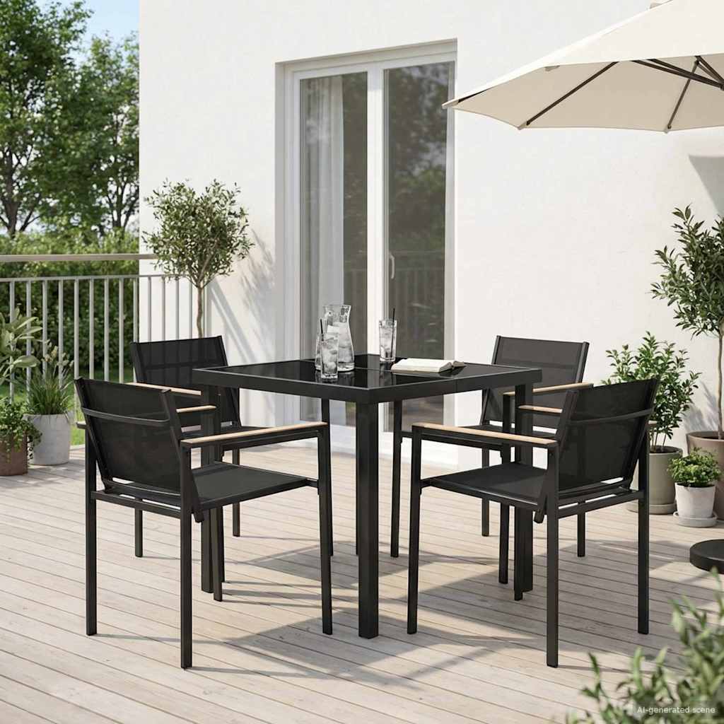 Utemøbelsett 5 pcs Svart og Anthracite 80 x 80 x 73 cm