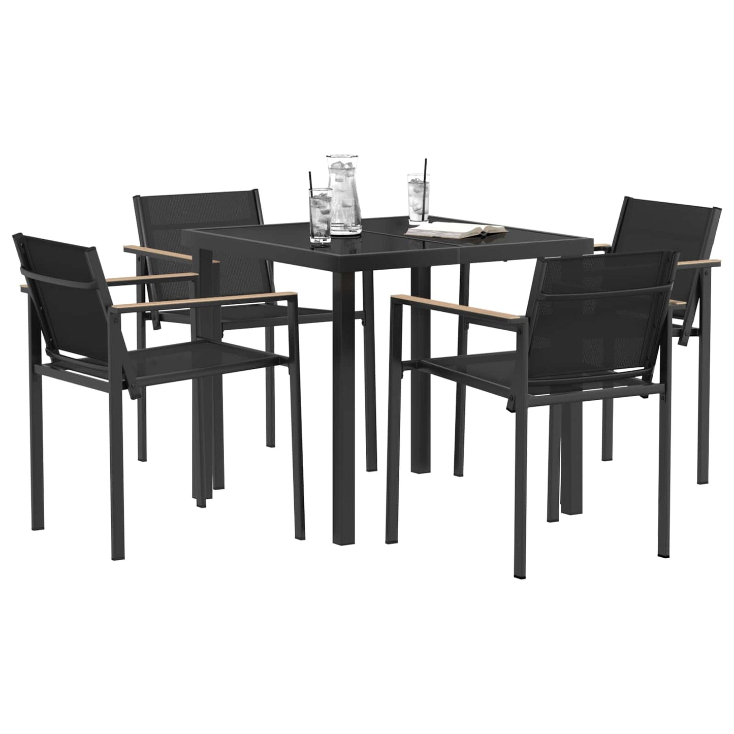 Utemøbelsett 5 pcs Svart og Anthracite 80 x 80 x 73 cm