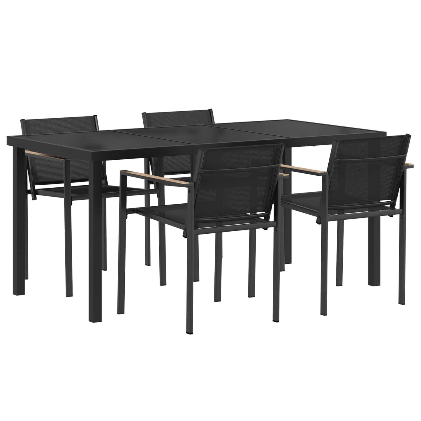 Utemøbelsett 5 pcs Svart og Anthracite Textilene