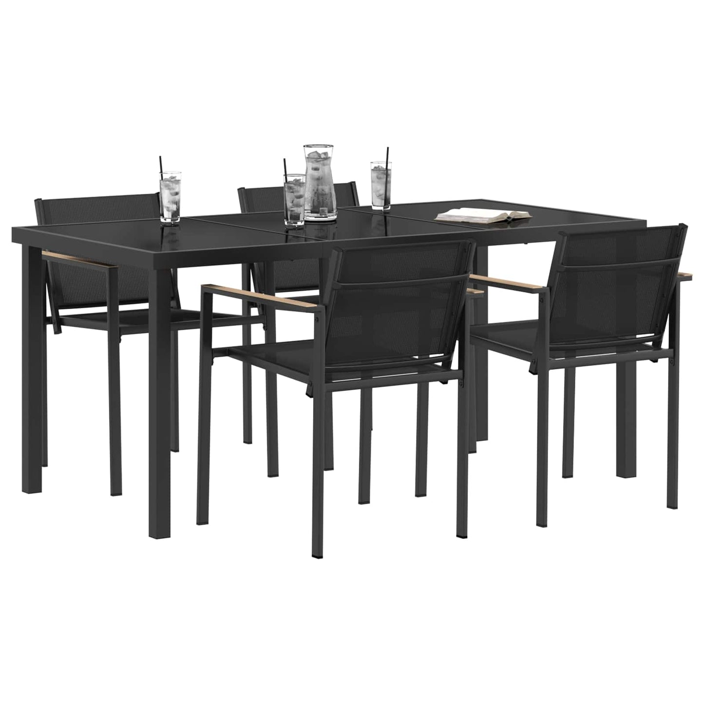 Utemøbelsett 5 pcs Svart og Anthracite Textilene