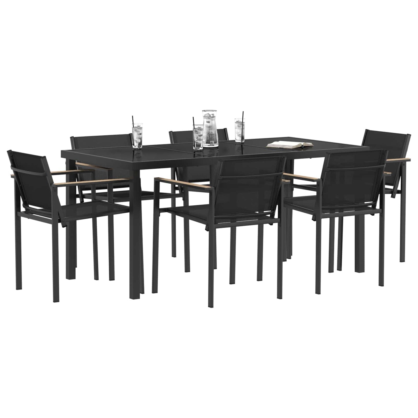 Utemøbelsett 7 pcs Svart og Anthracite 160 x 80 x 73 cm