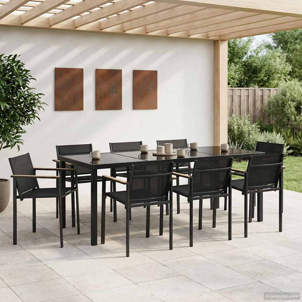 Utemøbelsett 7 pcs Svart og Anthracite Textilene