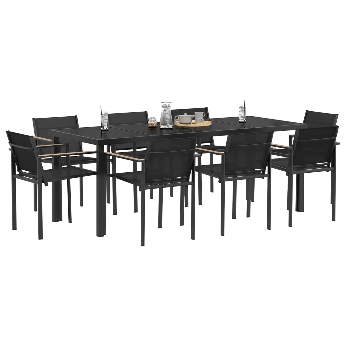 Utemøbelsett 9 pcs Svart og Anthracite Textilene