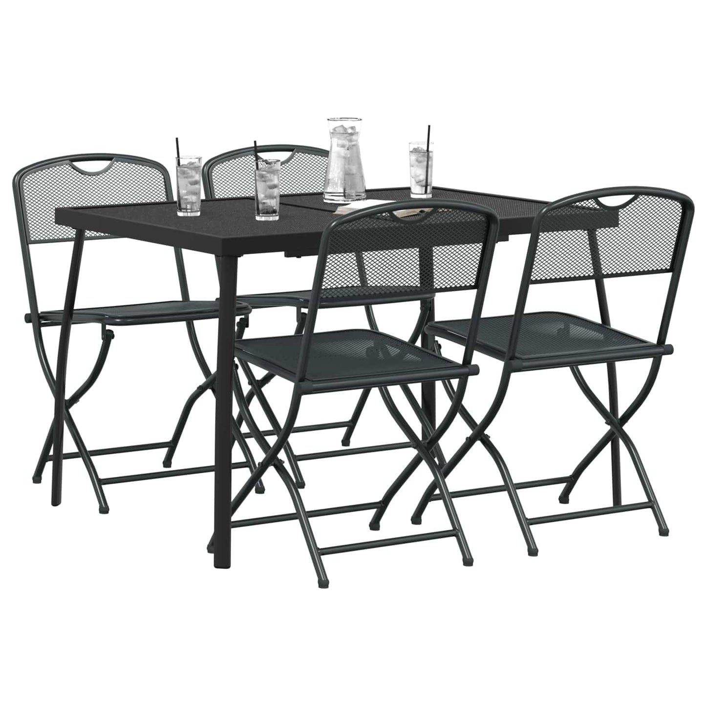 Utemøbelsett 5 pcs Antrasitt Jern og stål