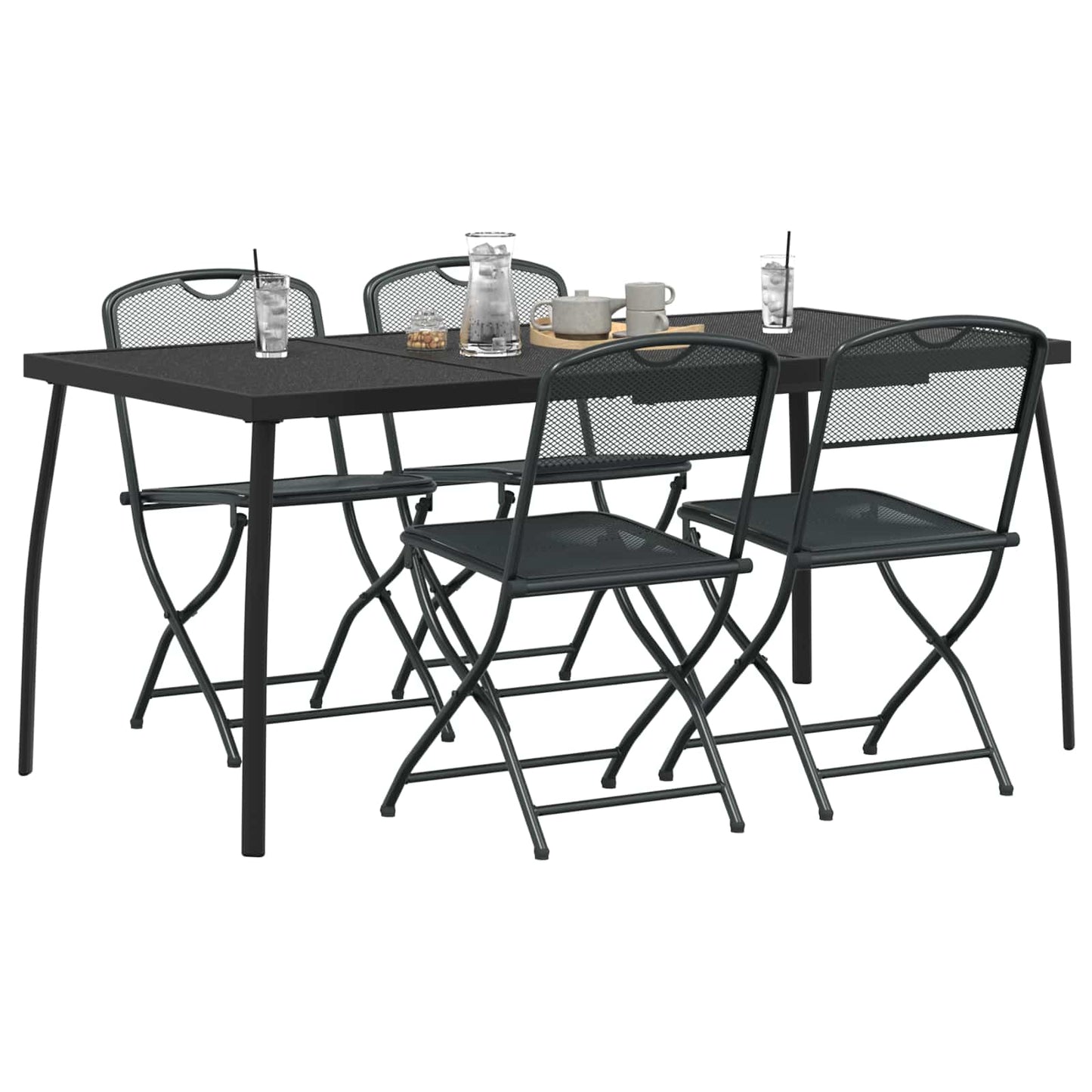 Utemøbelsett 5 pcs Antrasitt Jern og stål