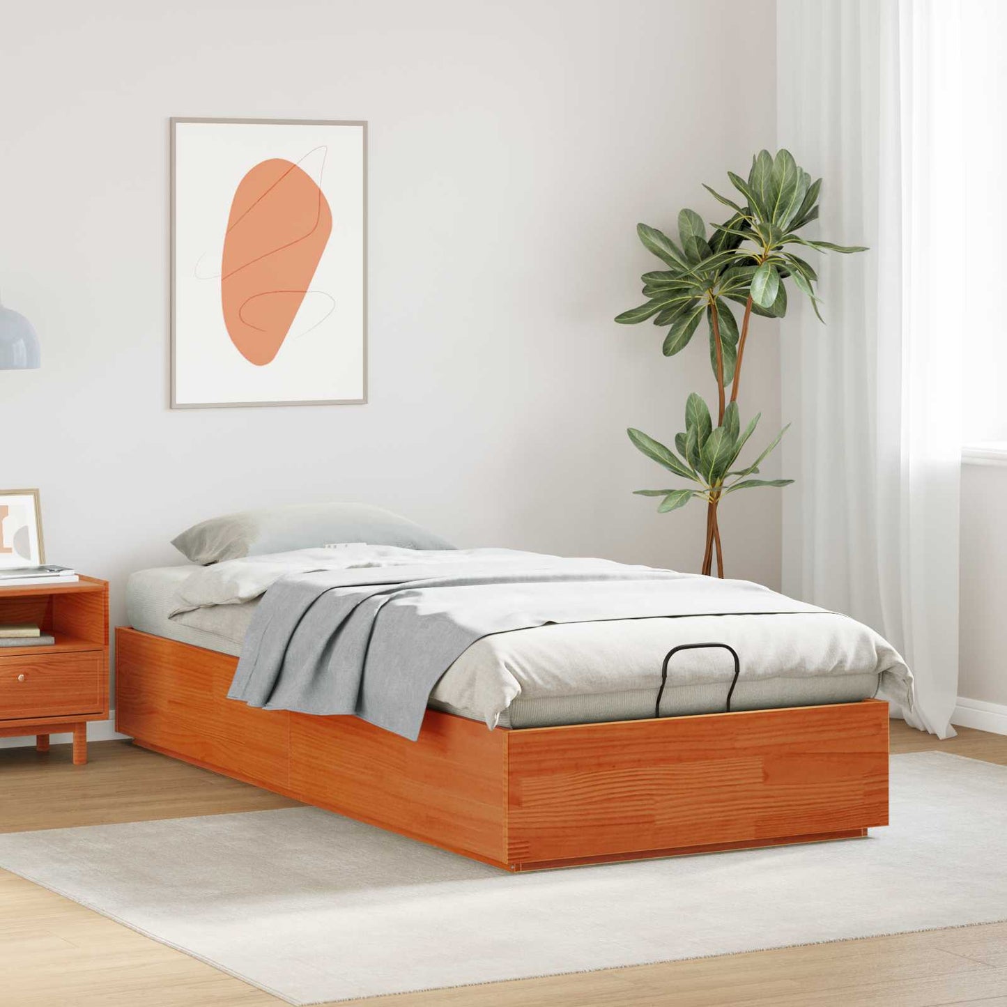 Ottoman sengeramme VoksBrun 75 x 190 cm Massiv furu