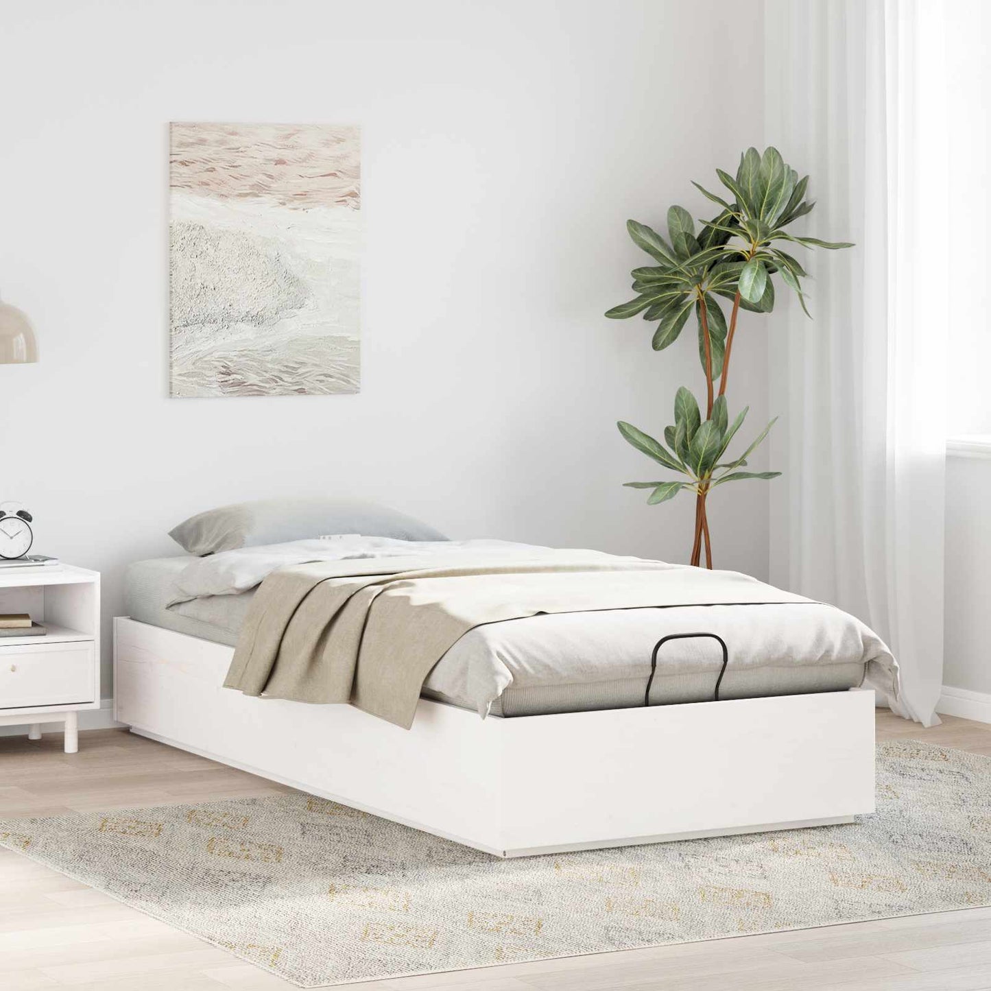 Ottoman sengeramme med lagring Hvit 80 x 200 cm Massiv furu vidaXL