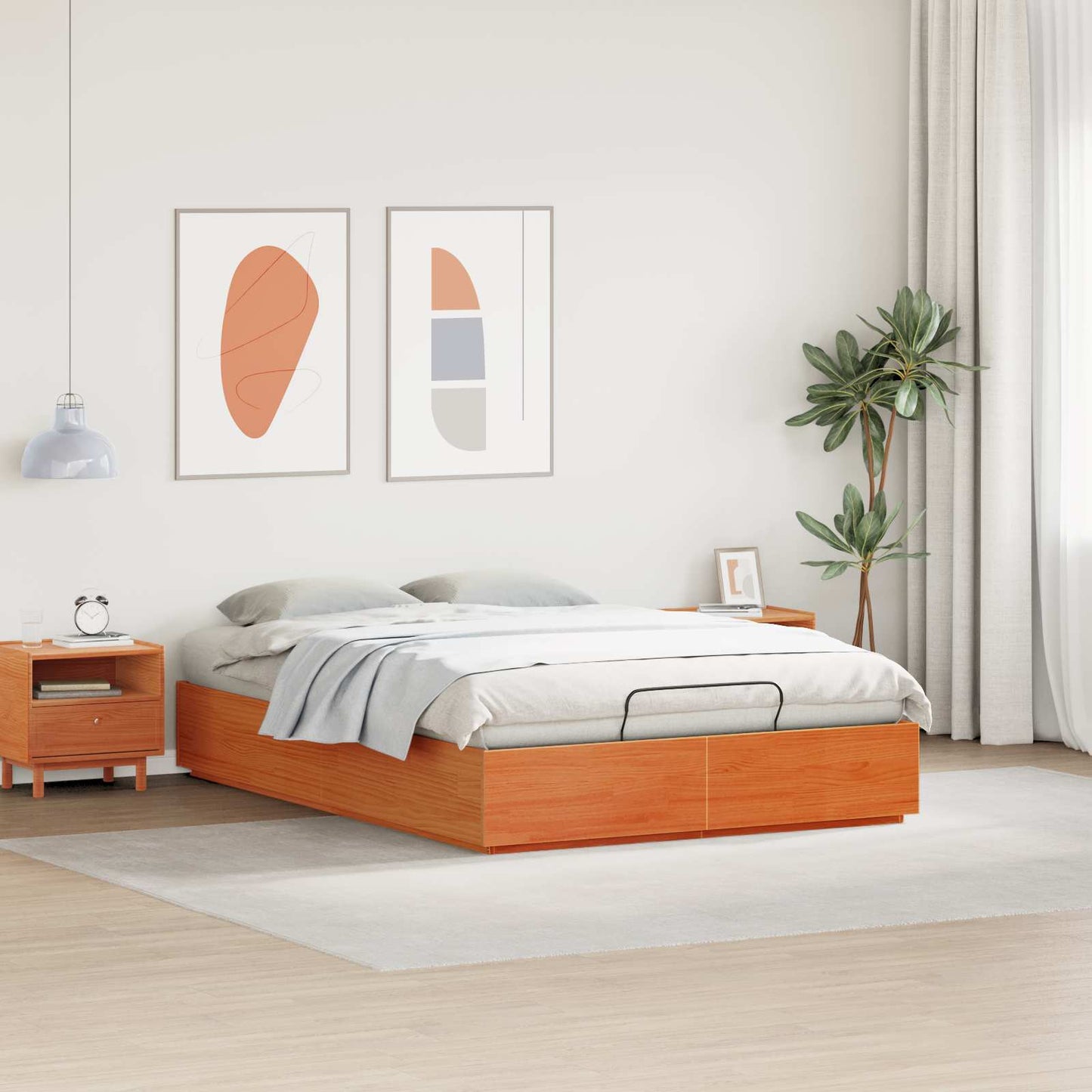 Ottoman sengeramme VoksBrun 140 x 190 cm Massiv furu