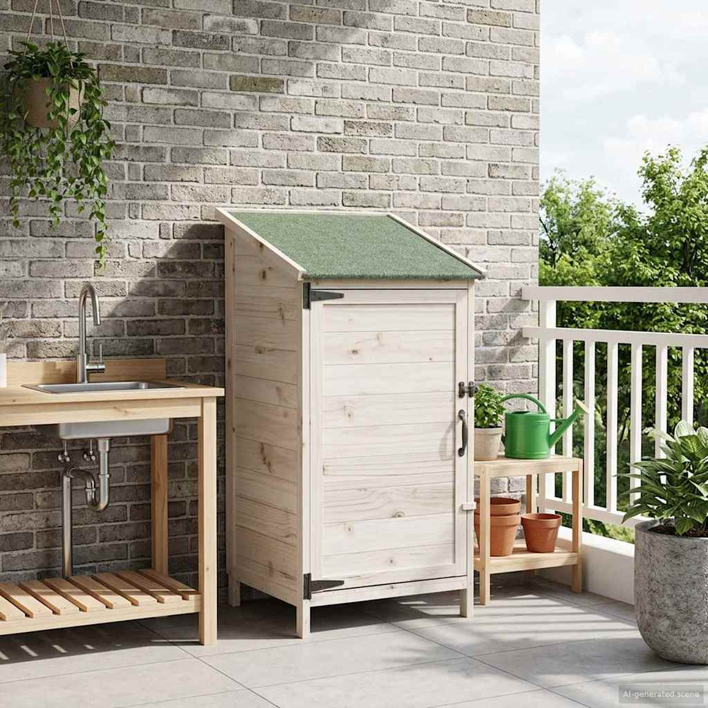 Hagehus med tak med lås Hvit 59 x 56 x 113,5 cm Massiv Furu Tre