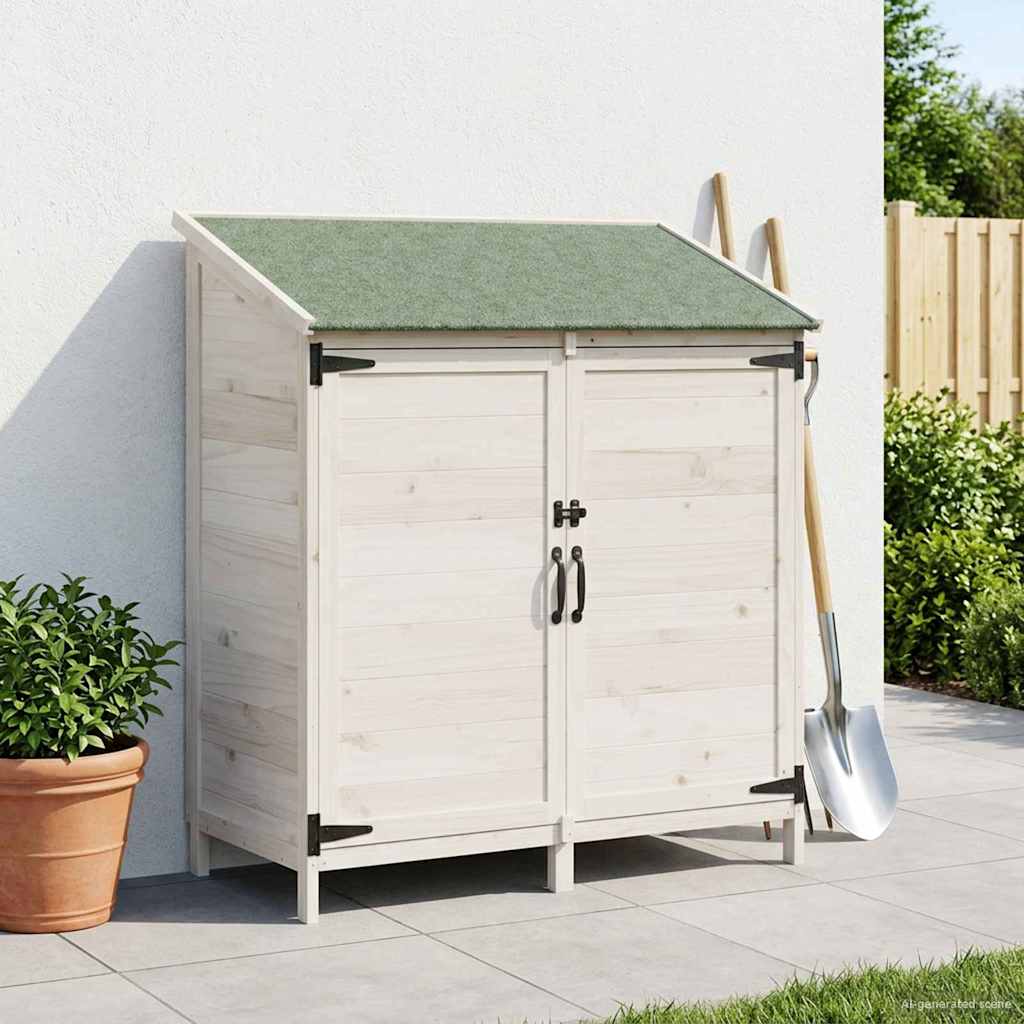 Hagehus med tak Hvit 106,5 x 56 x 113,5 cm Massiv Furu Tre