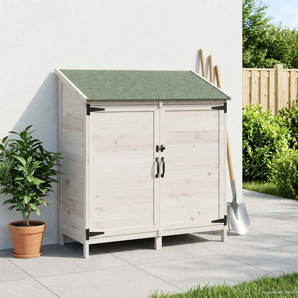 Hagehus med tak Hvit 106,5 x 56 x 113,5 cm Massiv Furu Tre