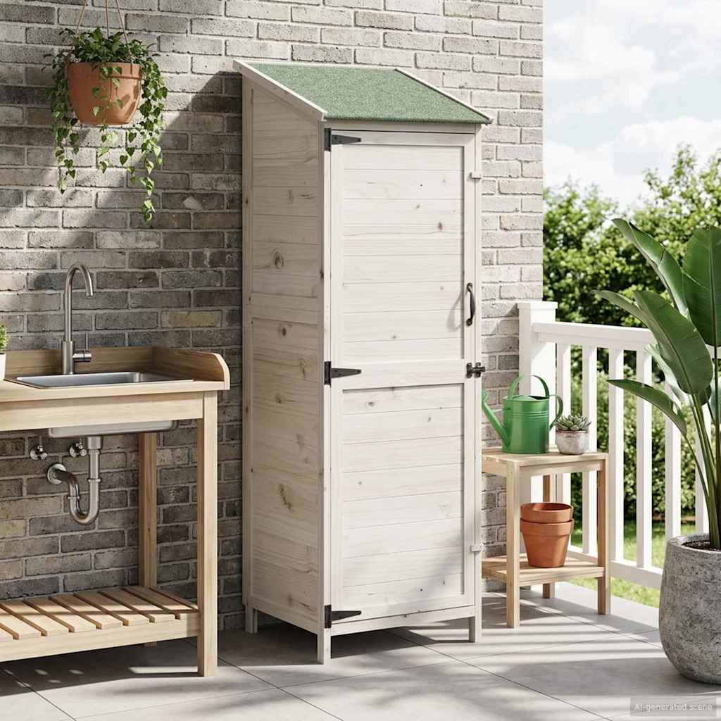 Hagehus med tak Hvit 59,5 x 56 x 176,5 cm Massiv Furu Tre