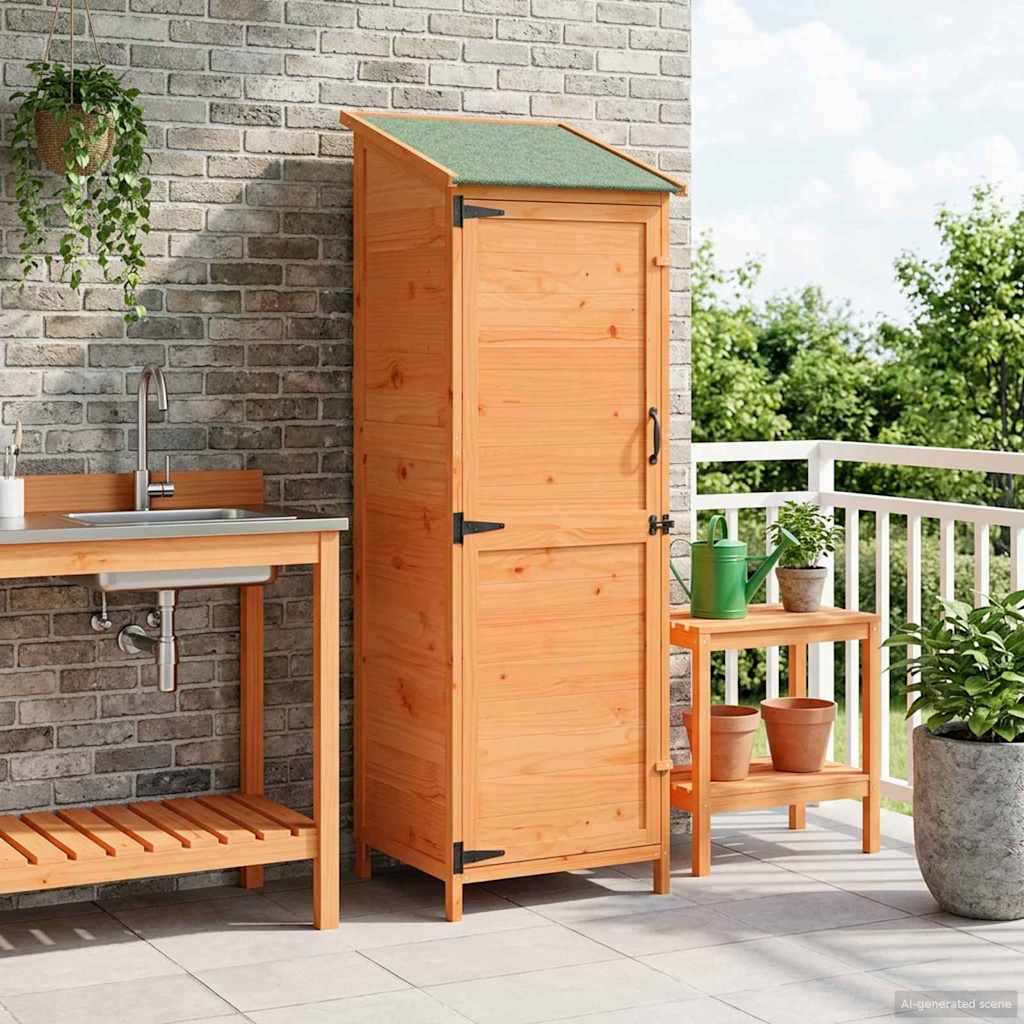 Hagehus med tak Brun 59,5 x 56 x 176,5 cm Massiv Furu Tre