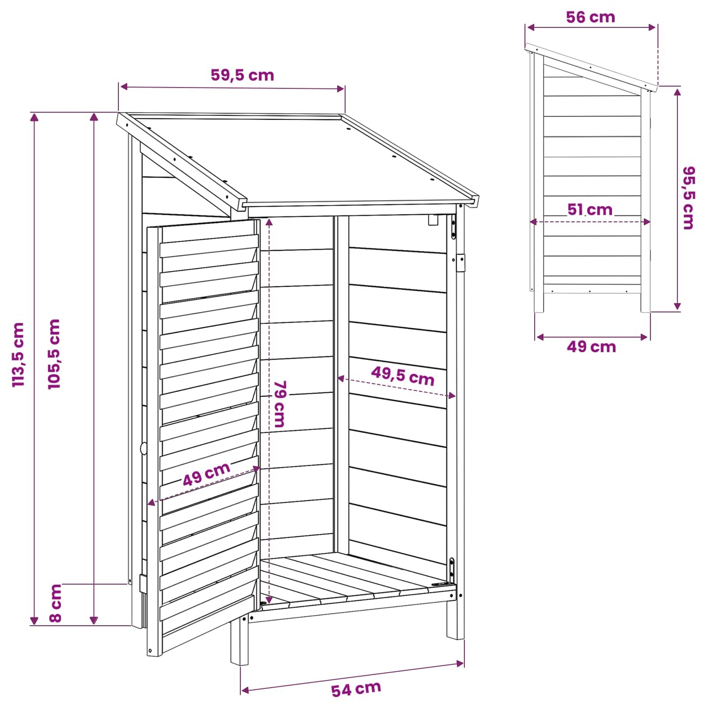 Hagehus med tak Naturlig 59 x 56 x 113,5 cm Massiv Furu Tre