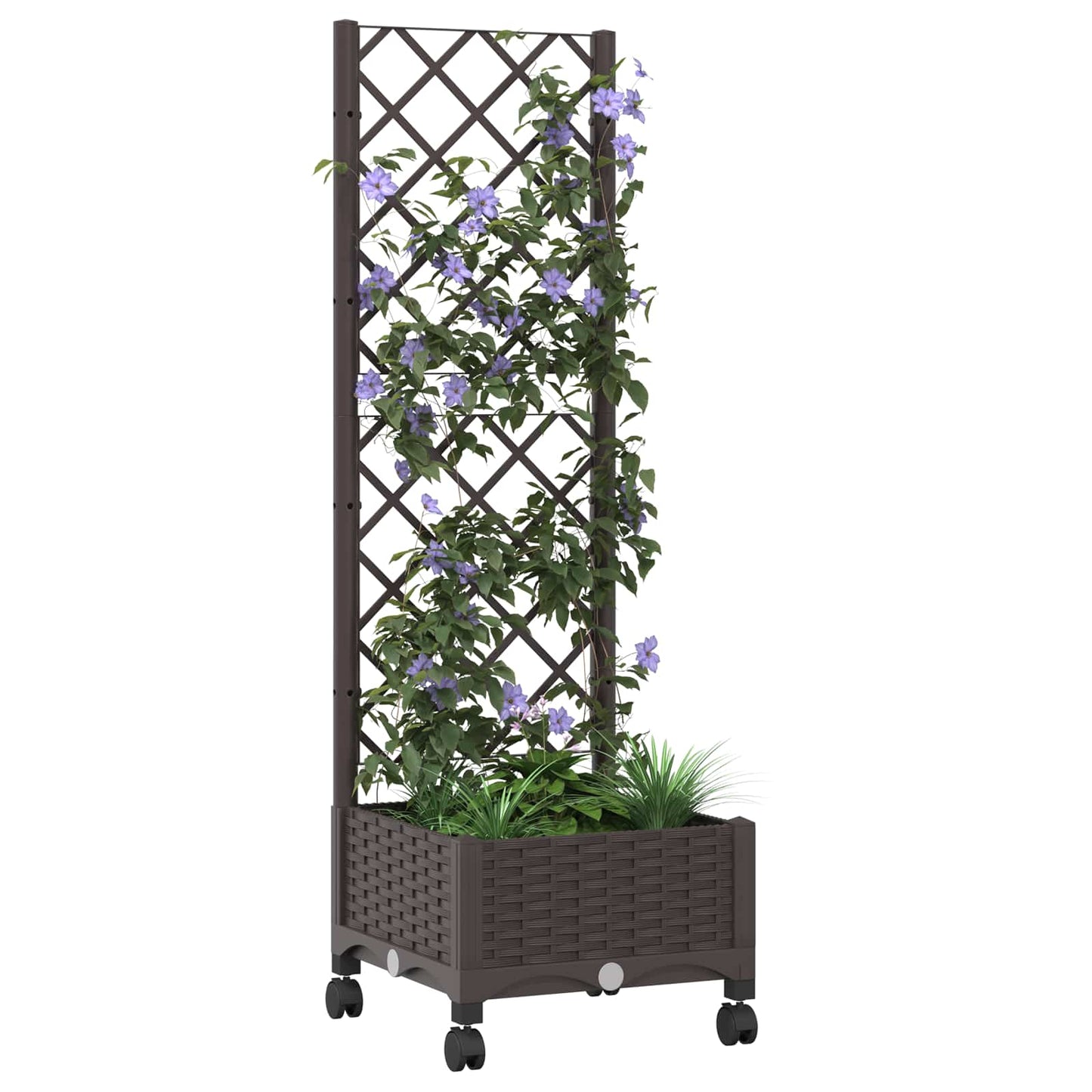 Hageplanter med espalier og hjul Brun 40 x 40 x 131,5 cm PP