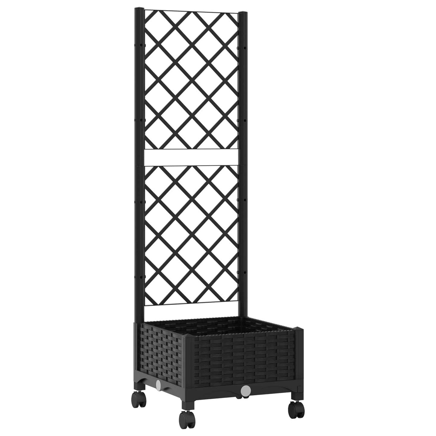 Hageplanter med espalier og hjul Svart 40 x 40 x 131,5 cm PP