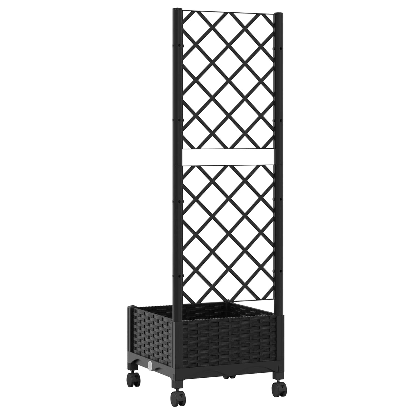 Hageplanter med espalier og hjul Svart 40 x 40 x 131,5 cm PP
