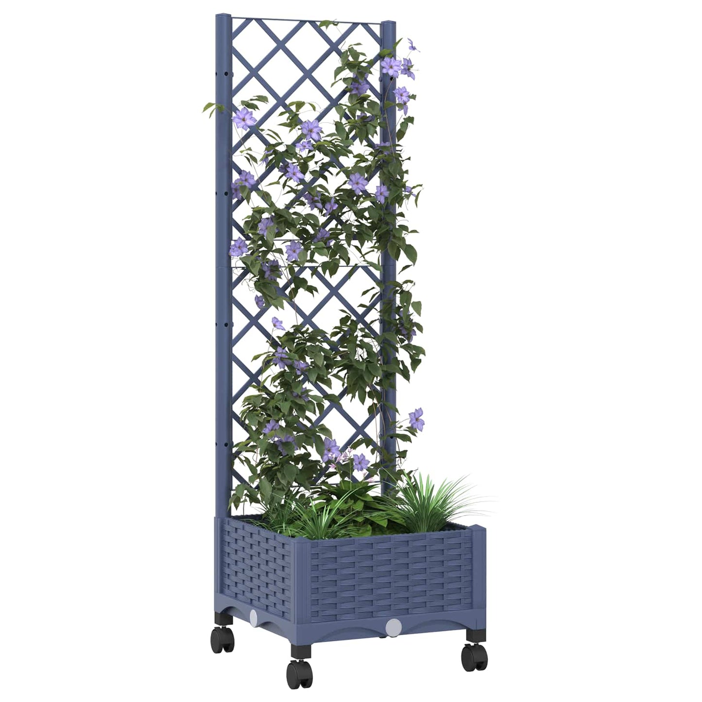 Hageplanter med espalier og hjul Blågrå 40 x 40 x 131,5 cm PP