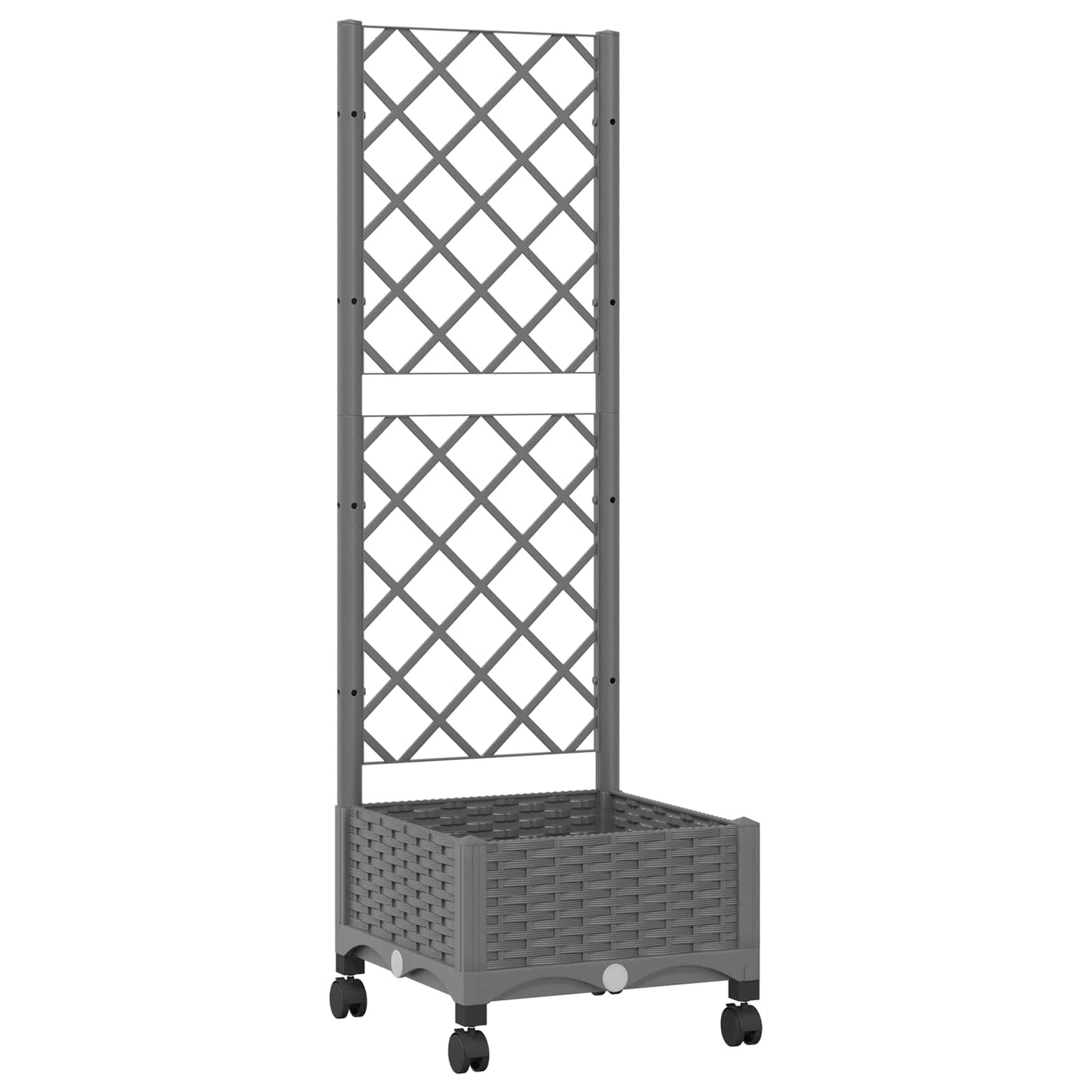 Hageplanter med espalier og hjul Lysegrå 40 x 40 x 131,5 cm PP