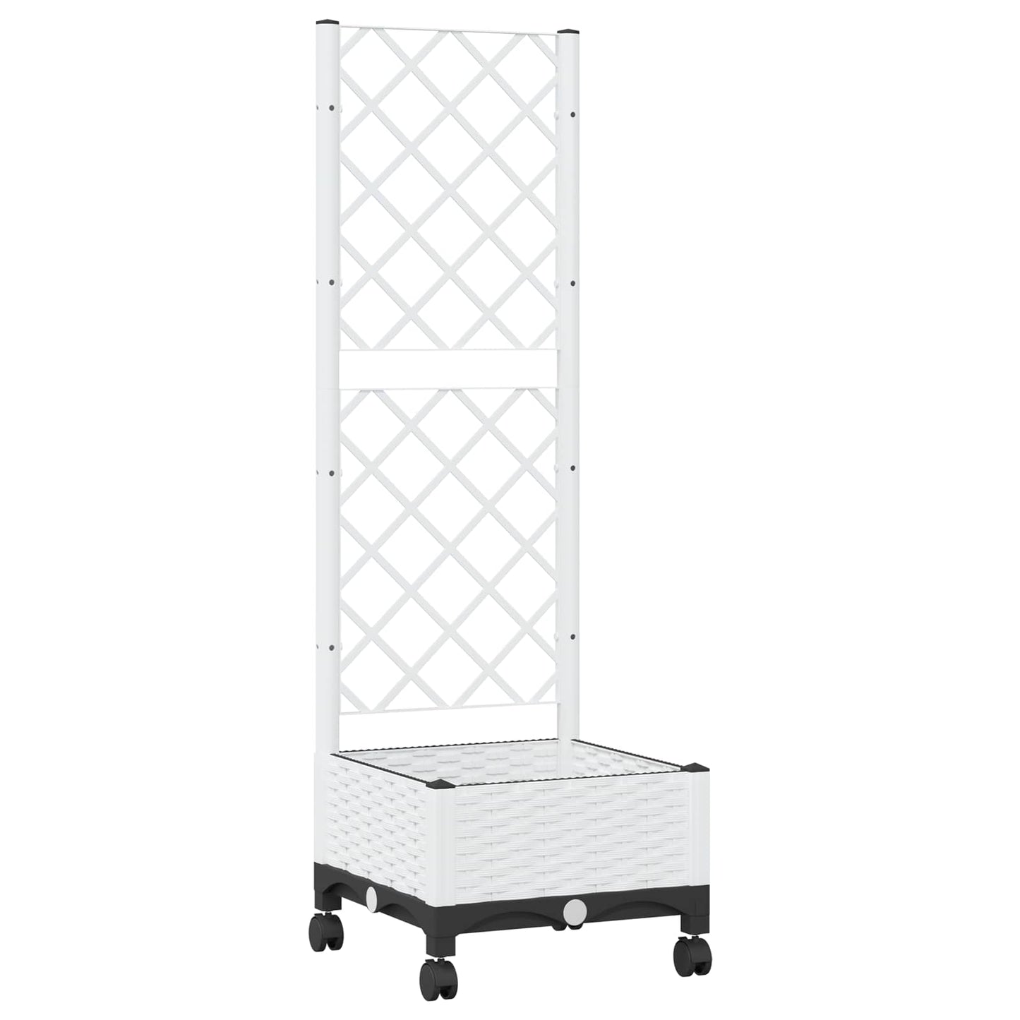 Hageplanter med espalier og hjul Hvit 40 x 40 x 131,5 cm PP