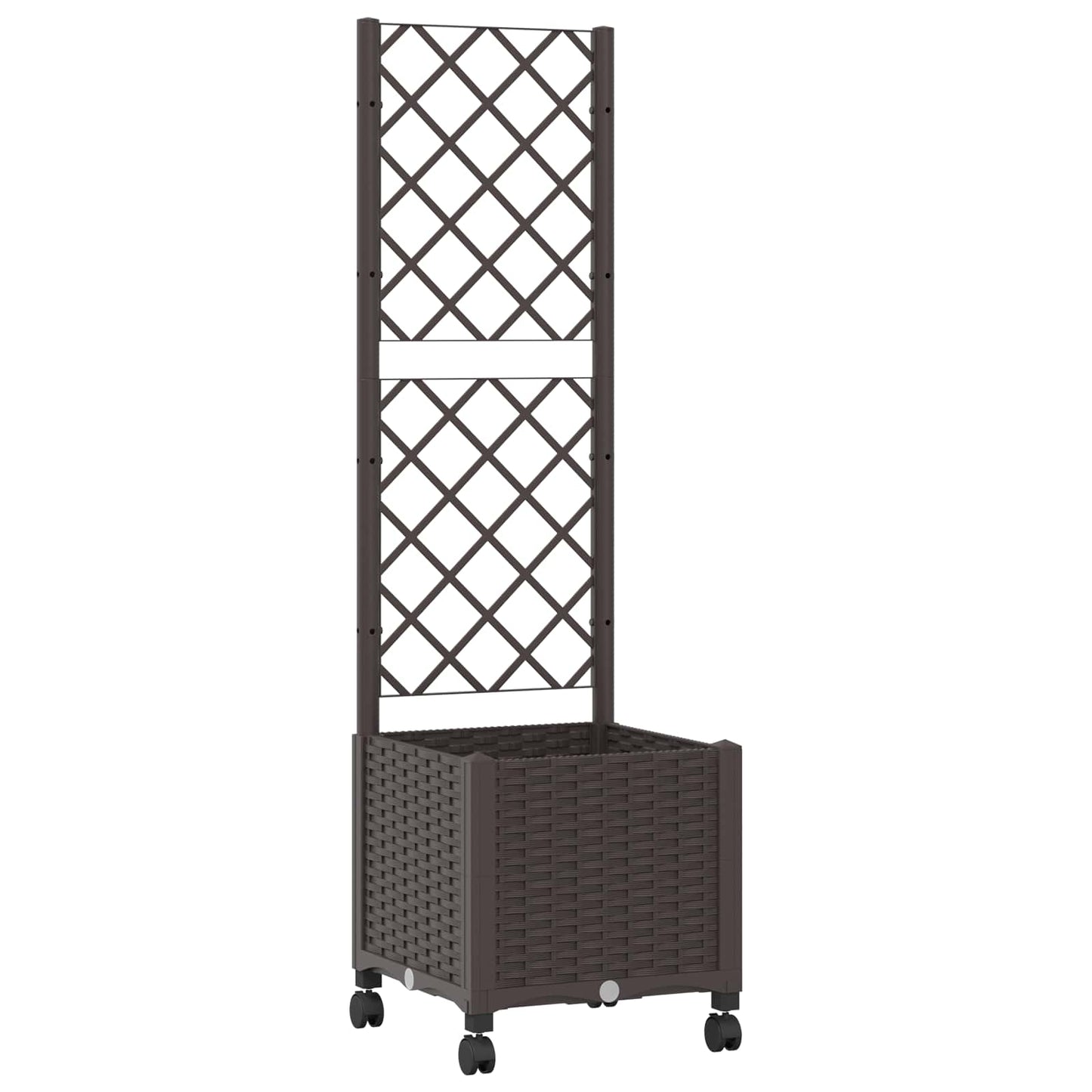 Hageplanter med espalier og hjul Brun 40 x 40 x 146 cm PP