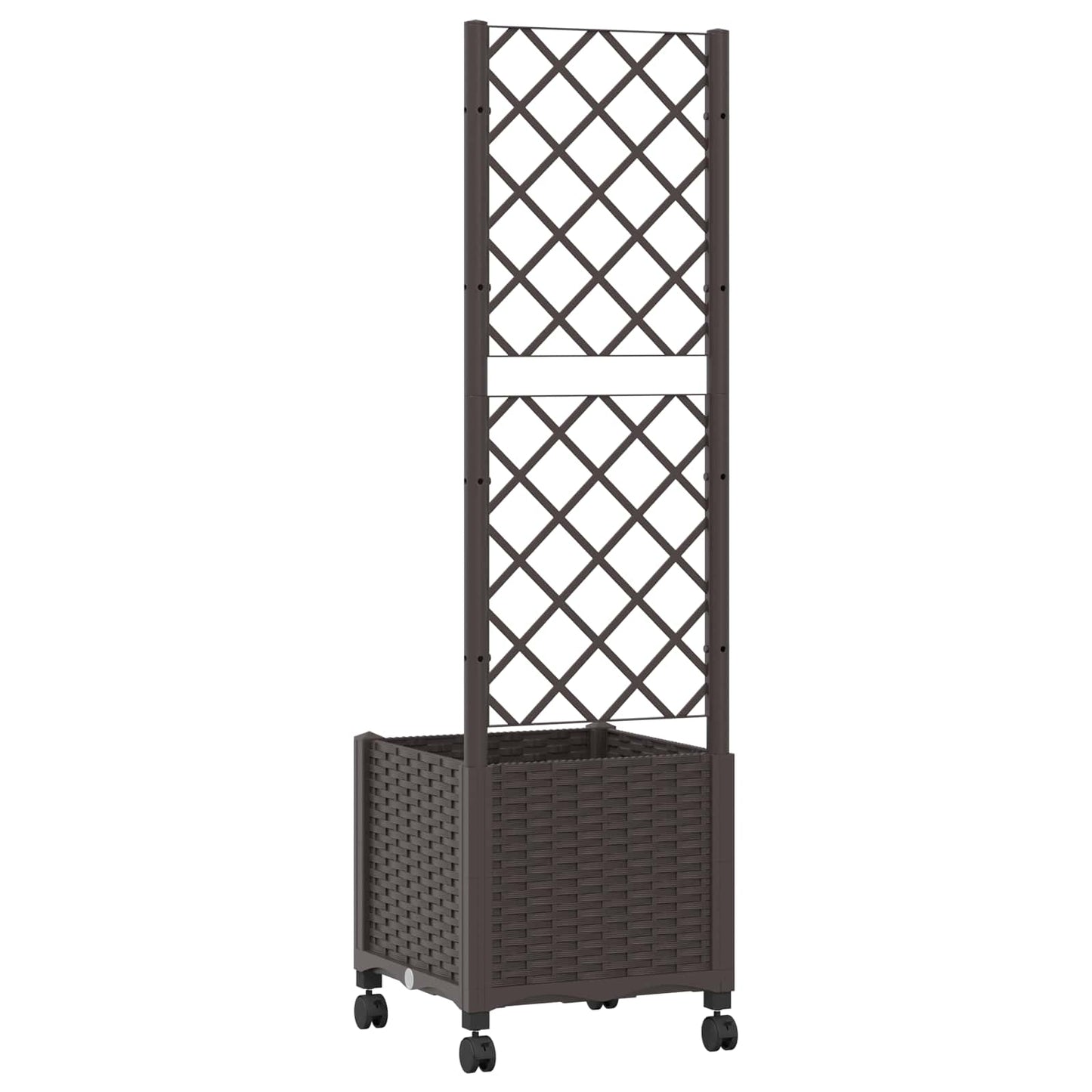 Hageplanter med espalier og hjul Brun 40 x 40 x 146 cm PP