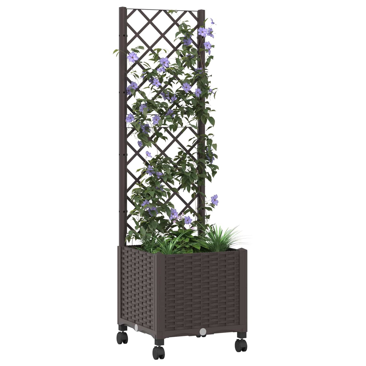 Hageplanter med espalier og hjul Brun 40 x 40 x 146 cm PP