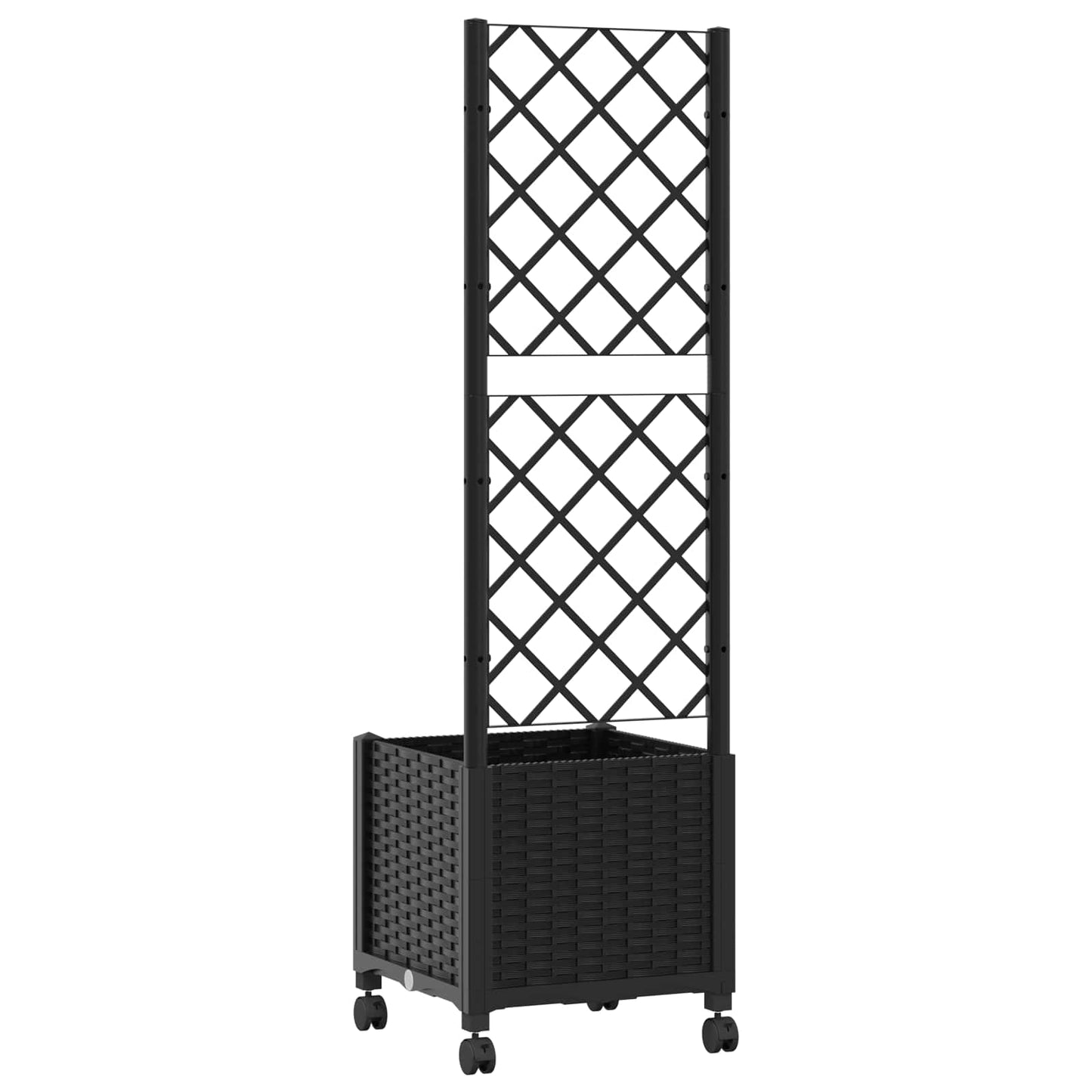 Hageplanter med espalier og hjul Svart 40 x 40 x 146 cm PP