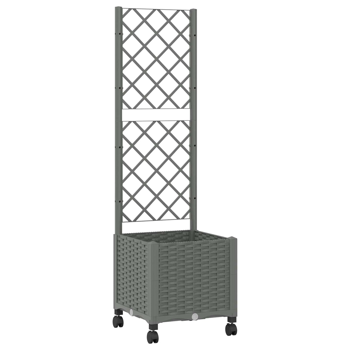 Hageplanter med espalier og hjul Lysegrå 40 x 40 x 146 cm PP
