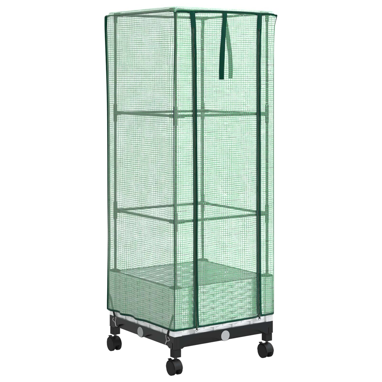 Hageplantekasse med drivhusdeksel og hjul Hvit 40 x 40 x 129 cm