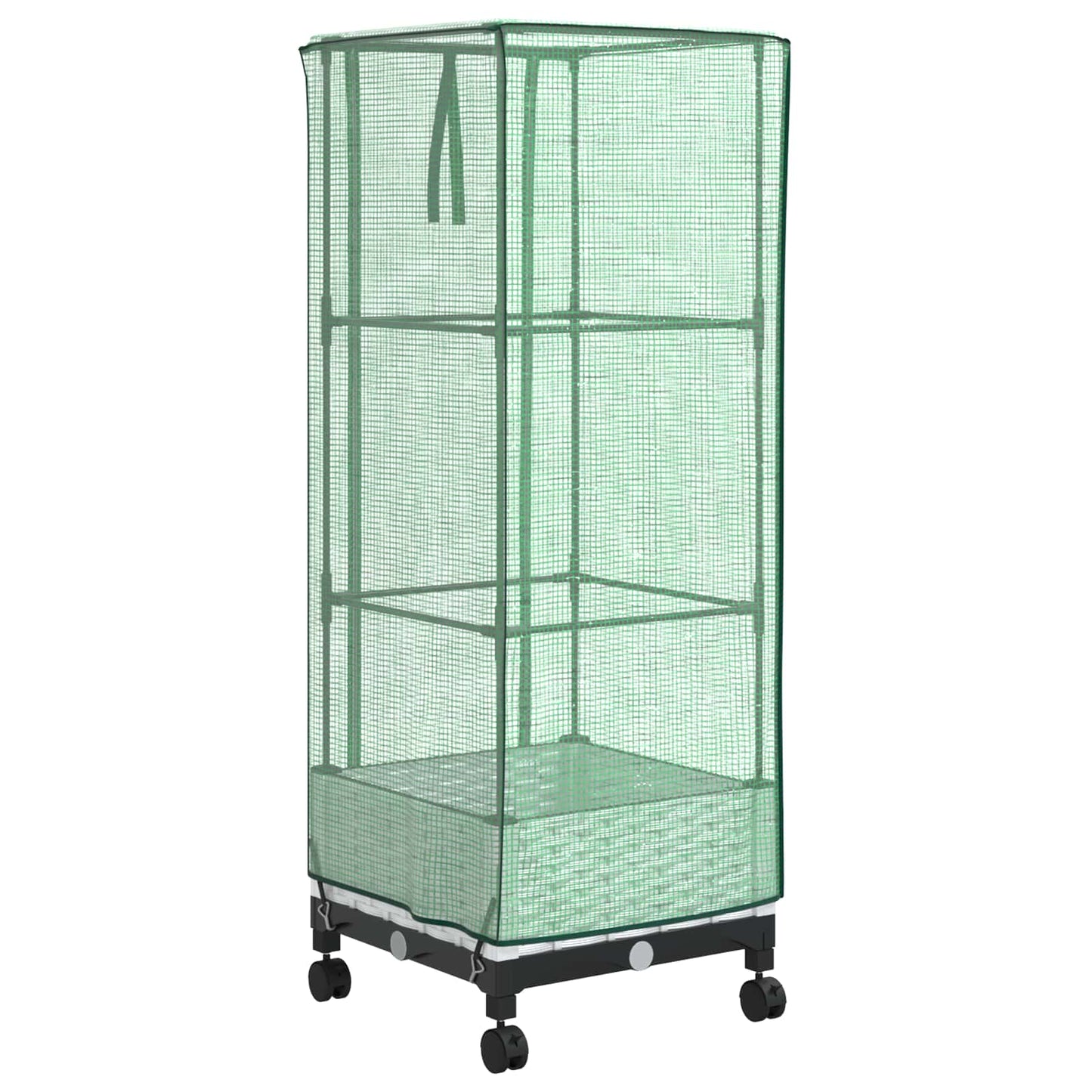 Hageplantekasse med drivhusdeksel og hjul Hvit 40 x 40 x 129 cm